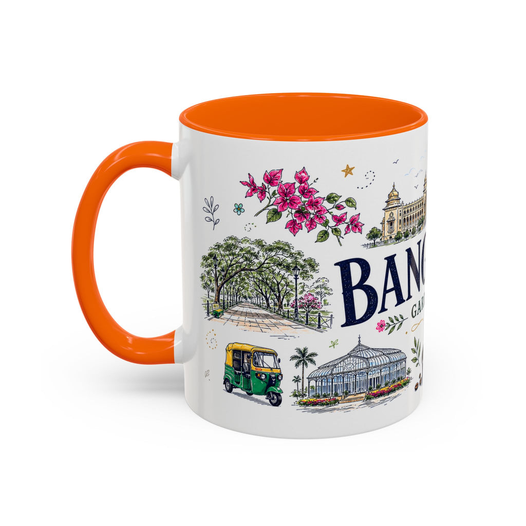 Bangalore Coffee Mug | India Souvenir Travel Gift | Accent Color Ceramic 11oz 15oz