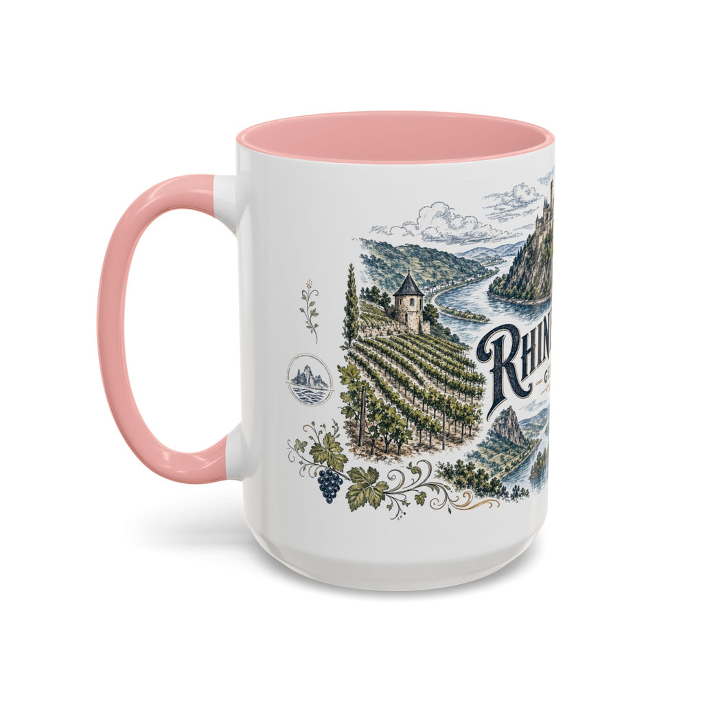 Rhine Valley Mug, Germany Travel Souvenir, Bucket List Gift, Accent Ceramic Coffee Mug 11oz 15oz