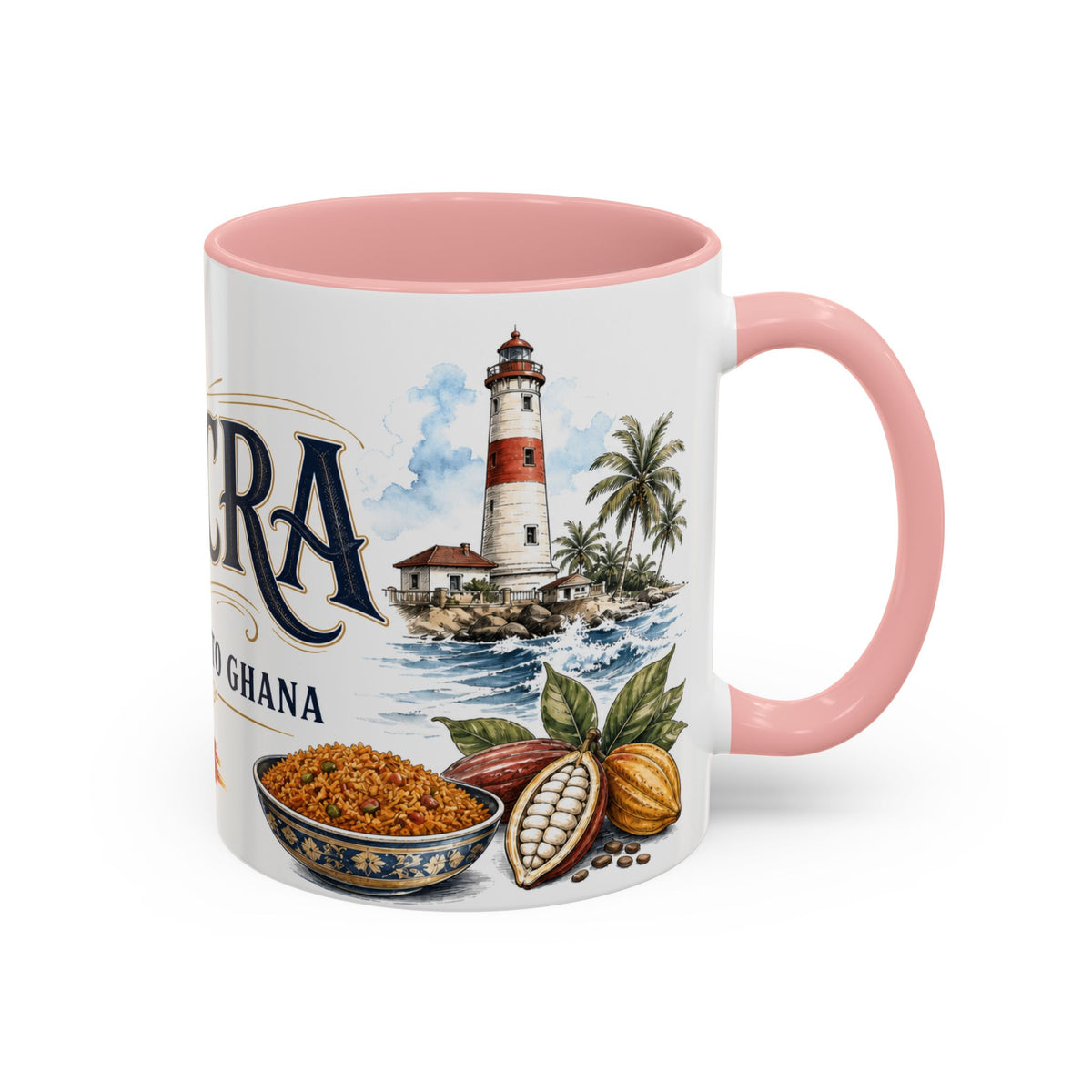 Accra Coffee Mug | Ghana Travel Souvenir | Vintage Illustrated City Gift | 11 oz 15 oz Accent Mug
