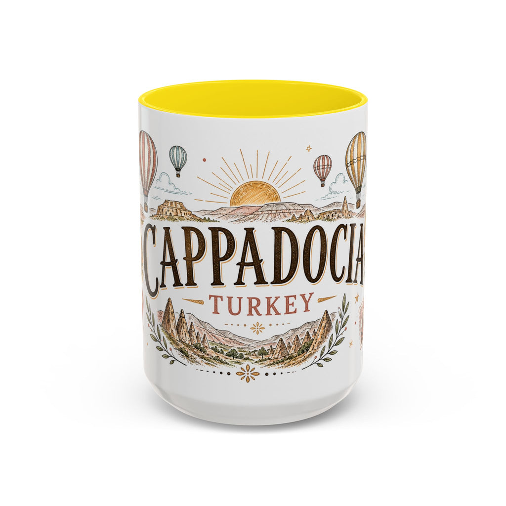 Cappadocia Coffee Mug | Travel Destination Souvenir Gift | Accent Color Ceramic 11oz 15oz