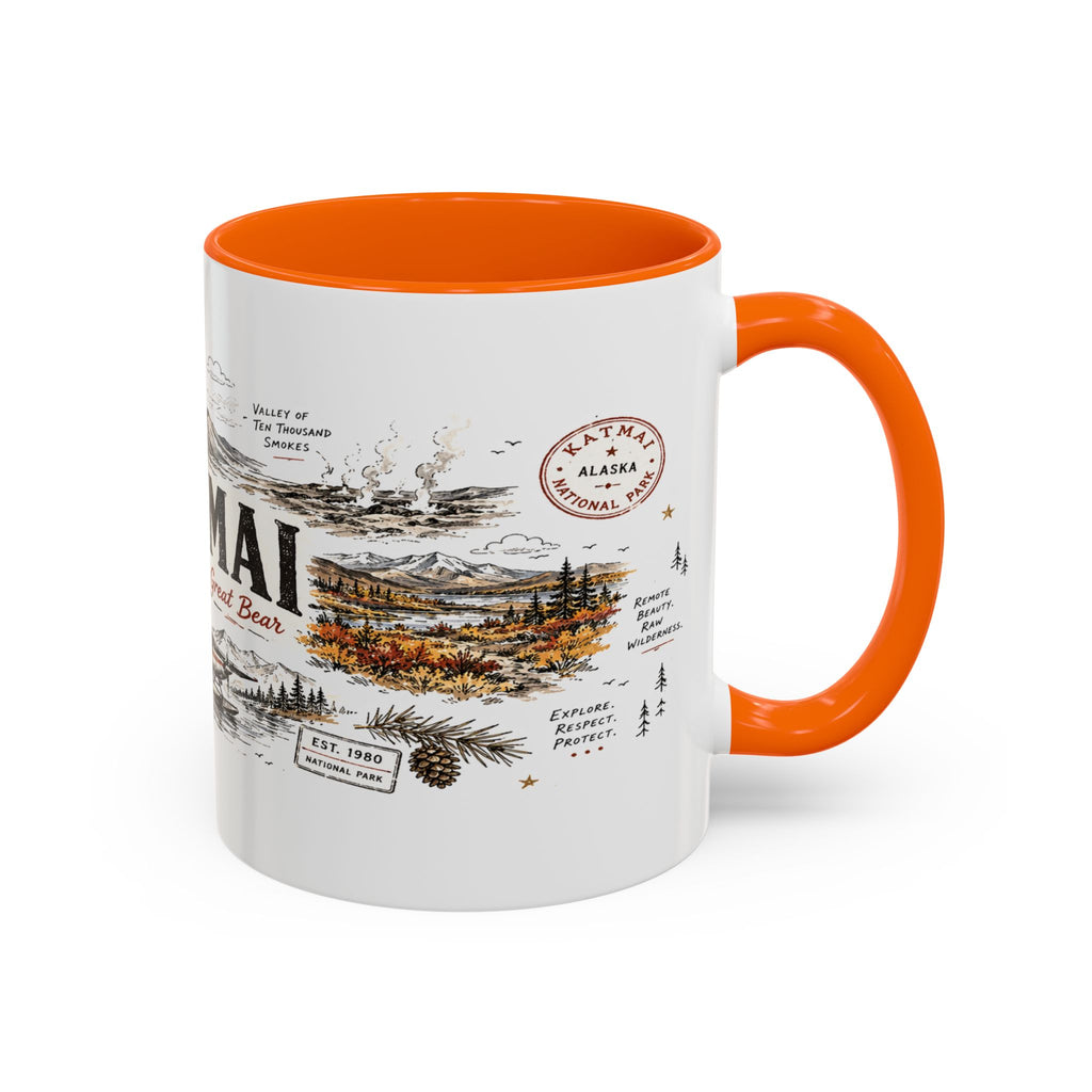 Katmai National Park Coffee Mug | Alaska Bear Watching Wildlife Gift | Accent Color Ceramic 11oz 15oz