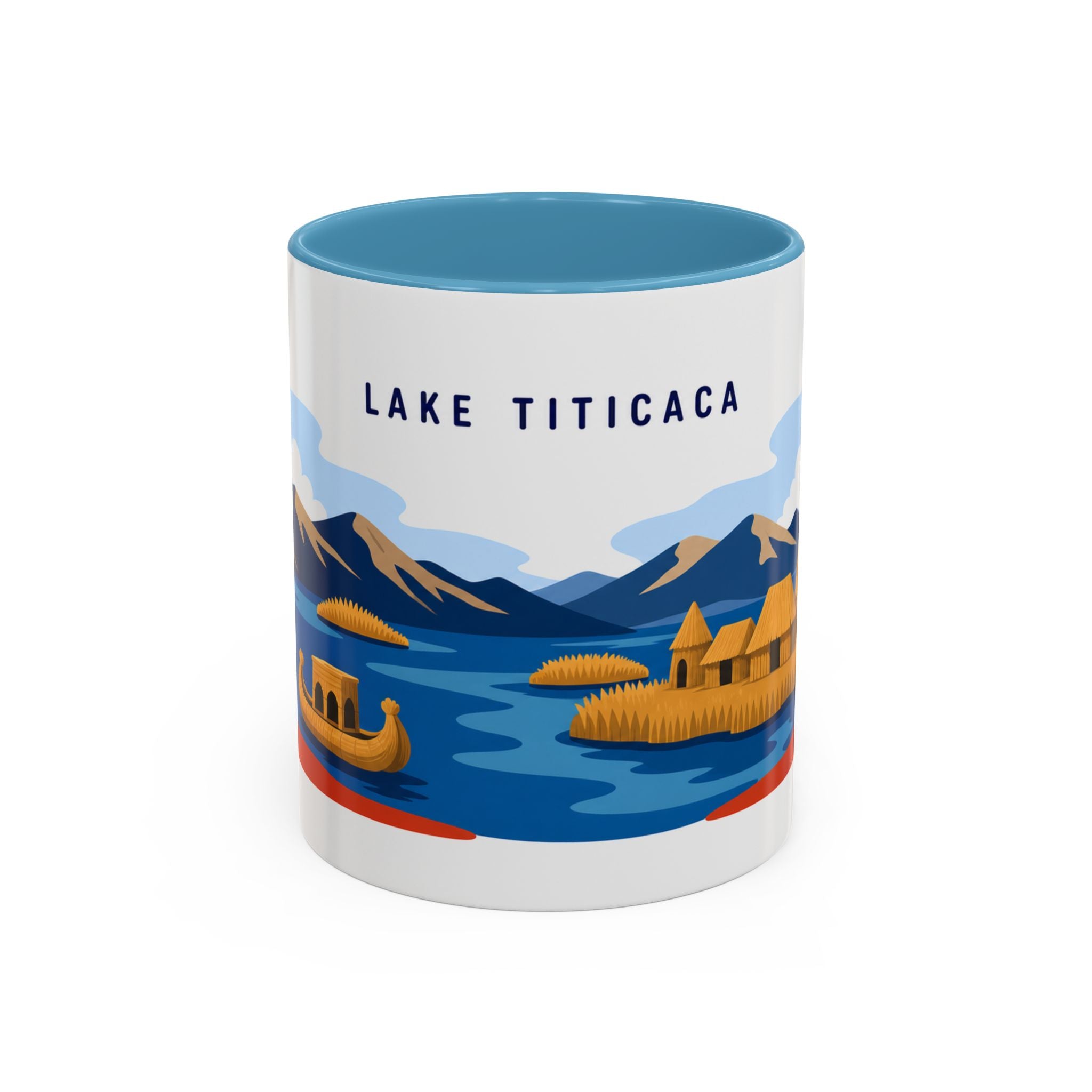 Lake Titicaca Coffee Mug | Travel Destination Souvenir Gift | Accent Color Ceramic 11oz 15oz