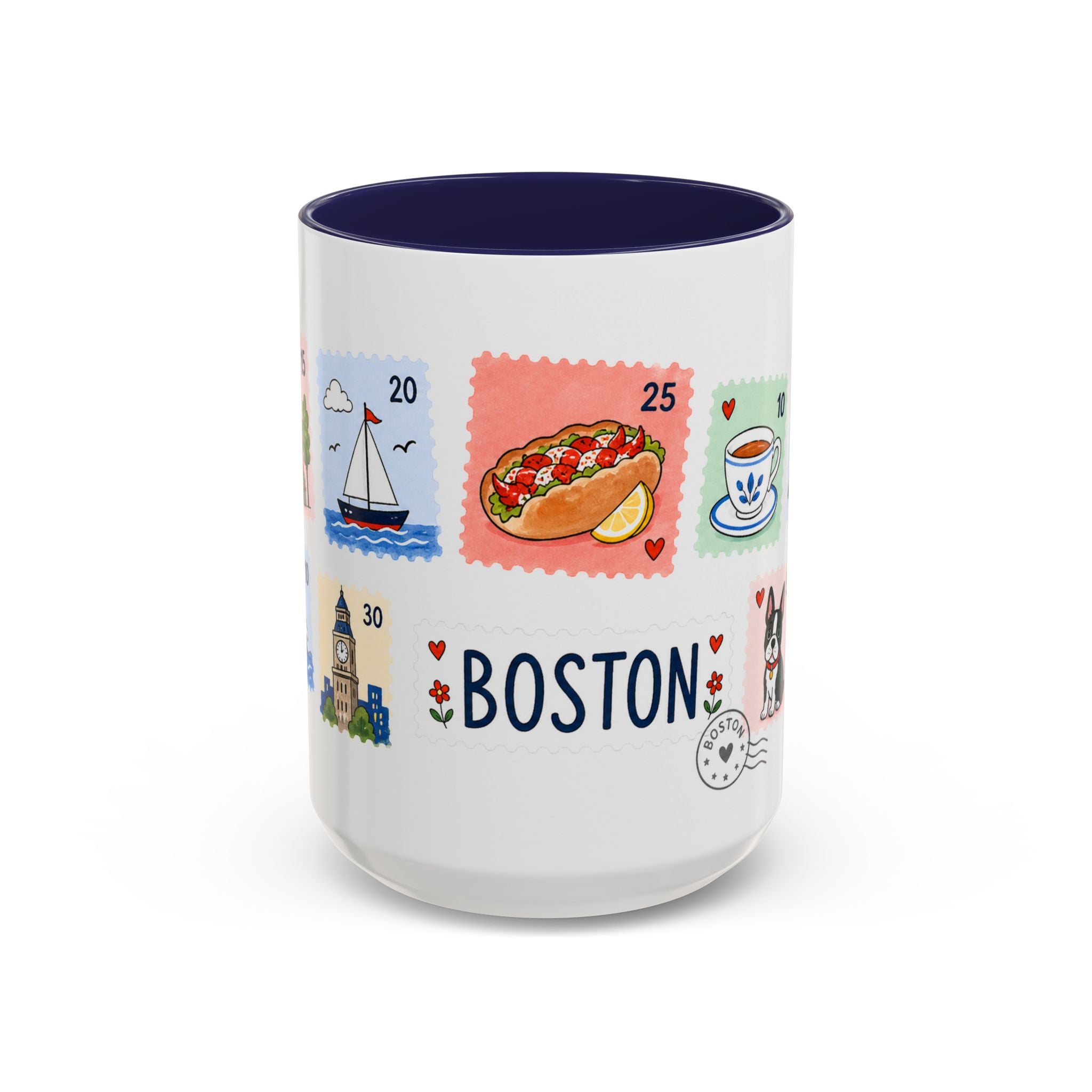 Boston Coffee Mug | Postage Stamp Collage Mug | Travel Souvenir Accent Cup 11oz 15oz