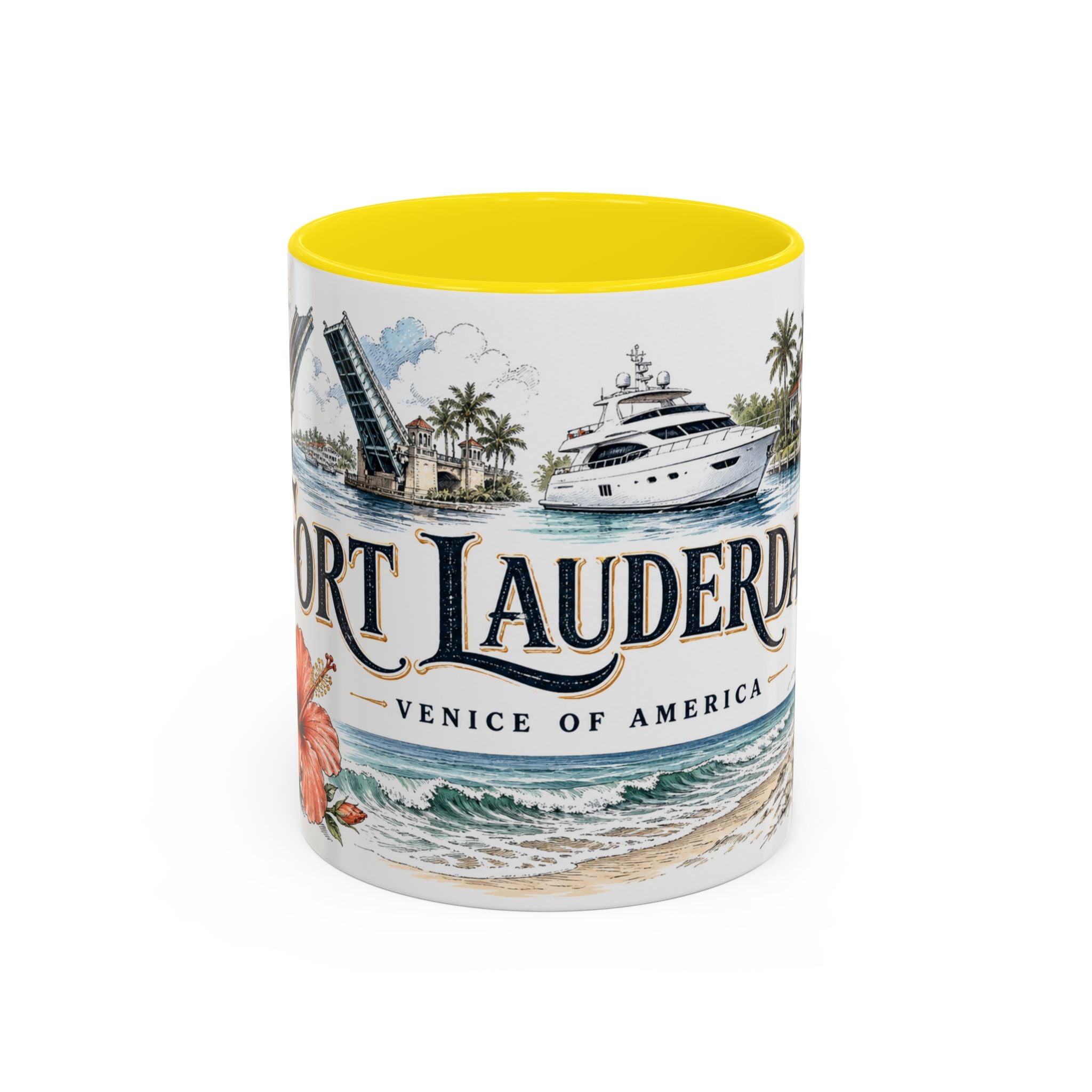 Fort Lauderdale Coffee Mug | United States Travel Souvenir | Vintage Illustrated City Gift | 11 oz 15 oz Accent Mug