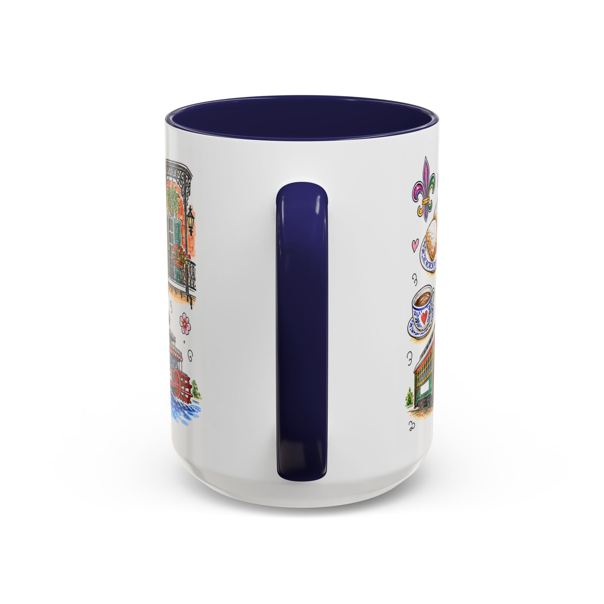 New Orleans Illustrated Travel Mug | City Souvenir Accent Coffee Mug | 11oz 15oz Ceramic Cup