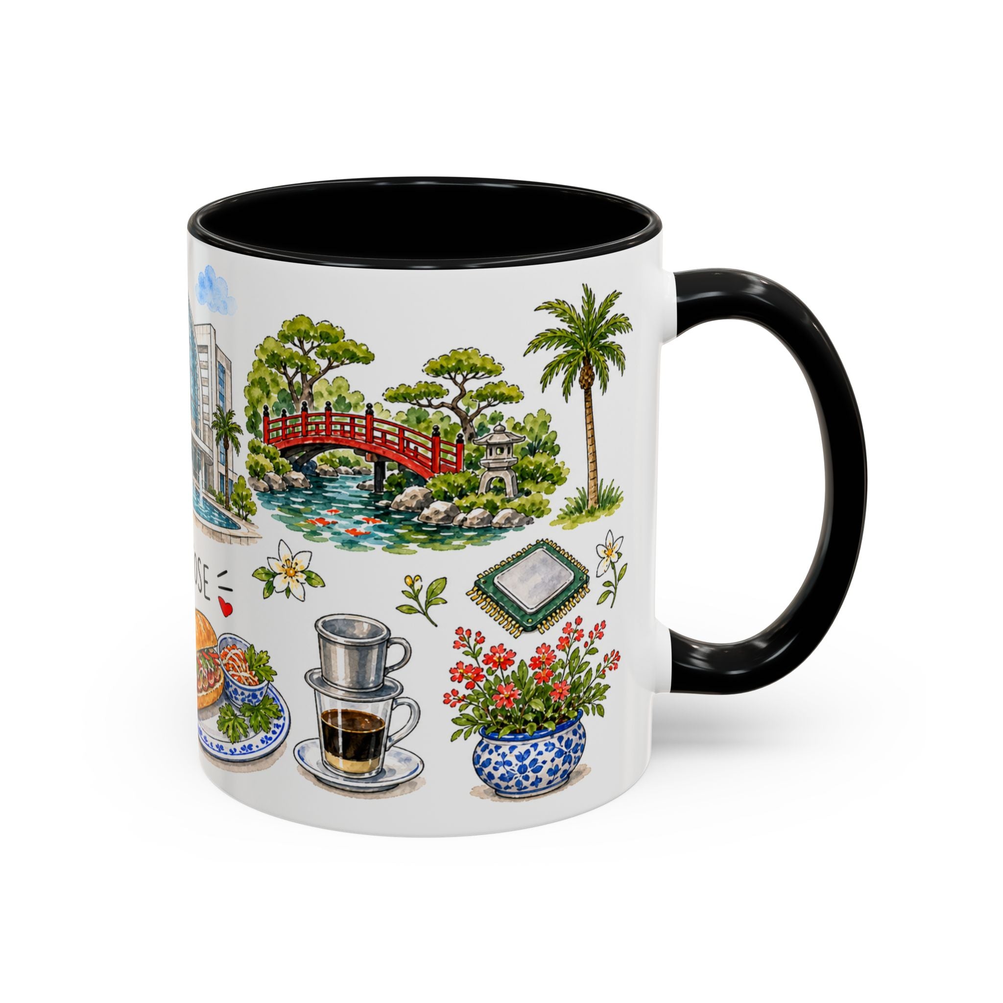 San Jose Illustrated Travel Mug | City Souvenir Accent Coffee Mug | 11oz 15oz Ceramic Cup