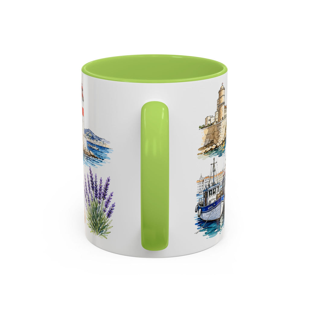 Marseille Illustrated Travel Mug | City Souvenir Accent Coffee Mug | 11oz 15oz Ceramic Cup