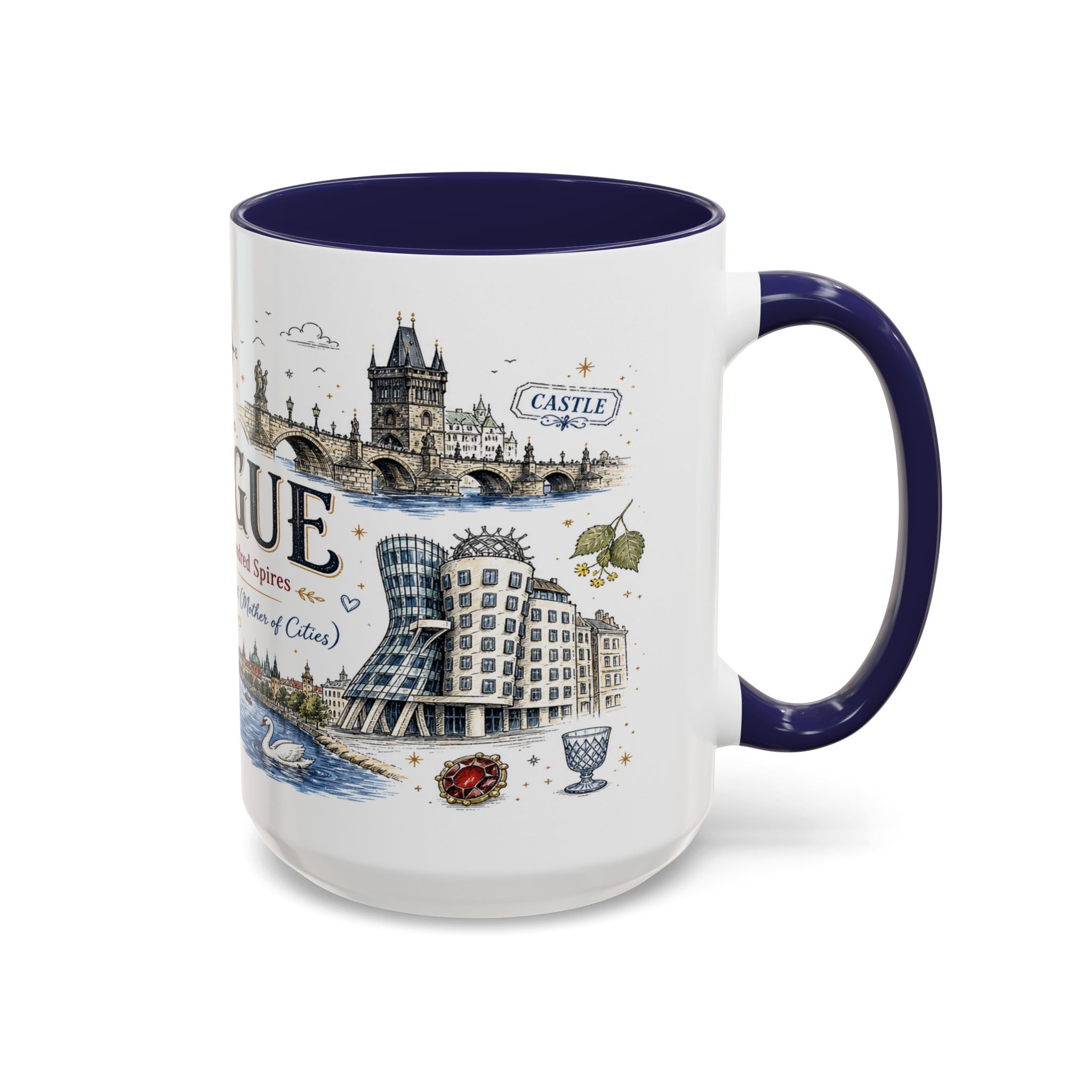 Prague Coffee Mug | Czech Republic Souvenir Travel Gift | Accent Color Ceramic 11oz 15oz