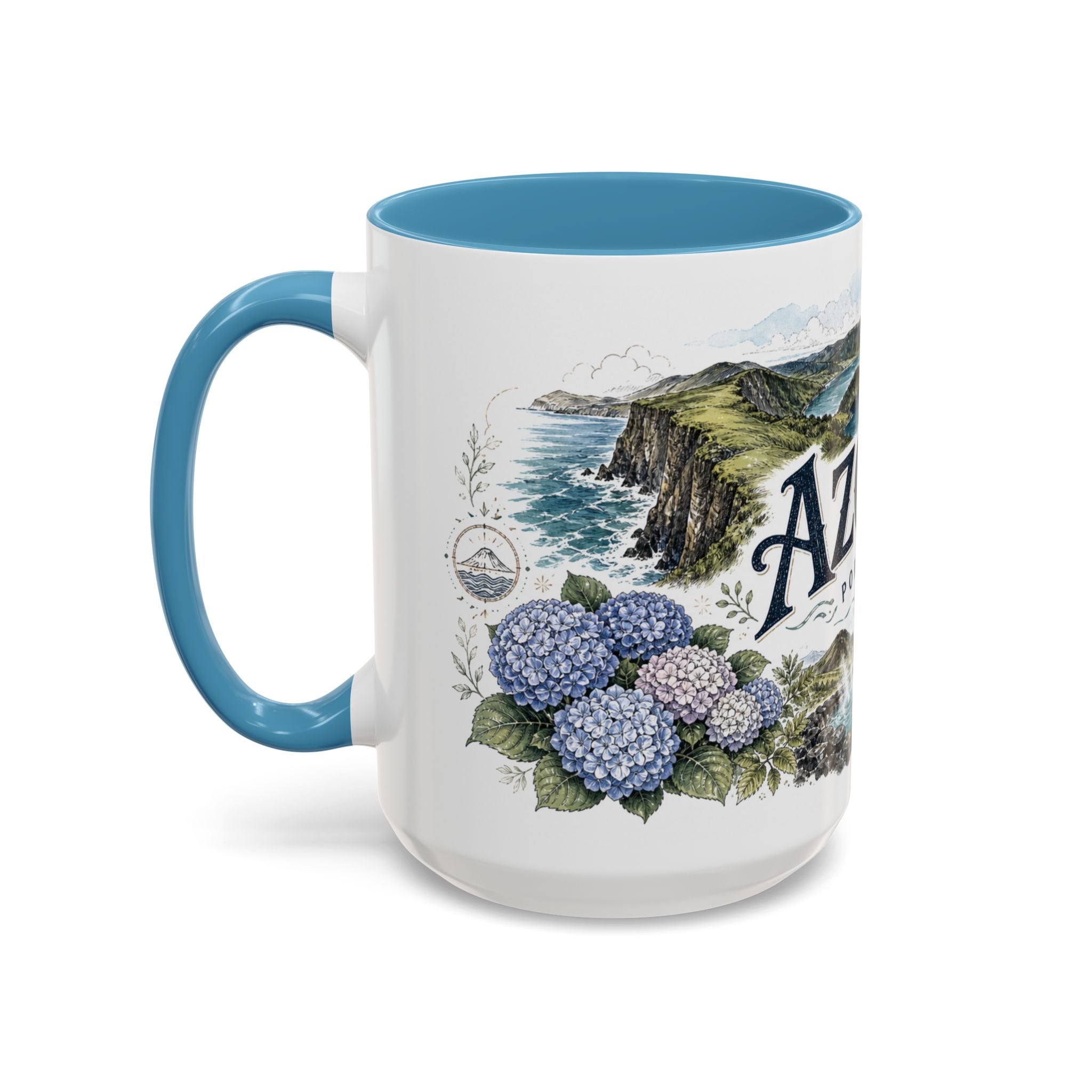 Azores Mug, Portugal Travel Souvenir, Bucket List Gift, Accent Ceramic Coffee Mug 11oz 15oz