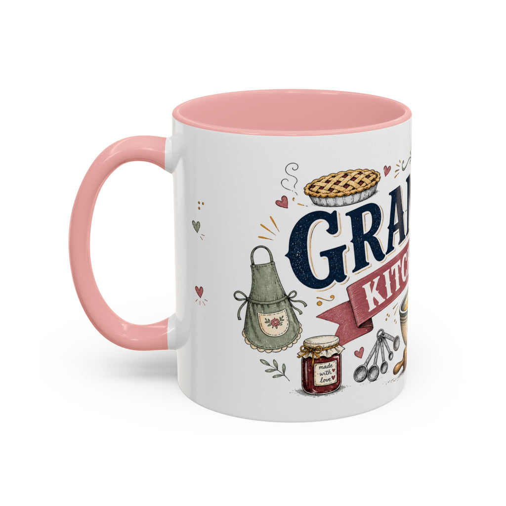 Grandma's Kitchen Hugs Coffee Mug | Gift From Grandkids | Accent Color Ceramic 11oz 15oz