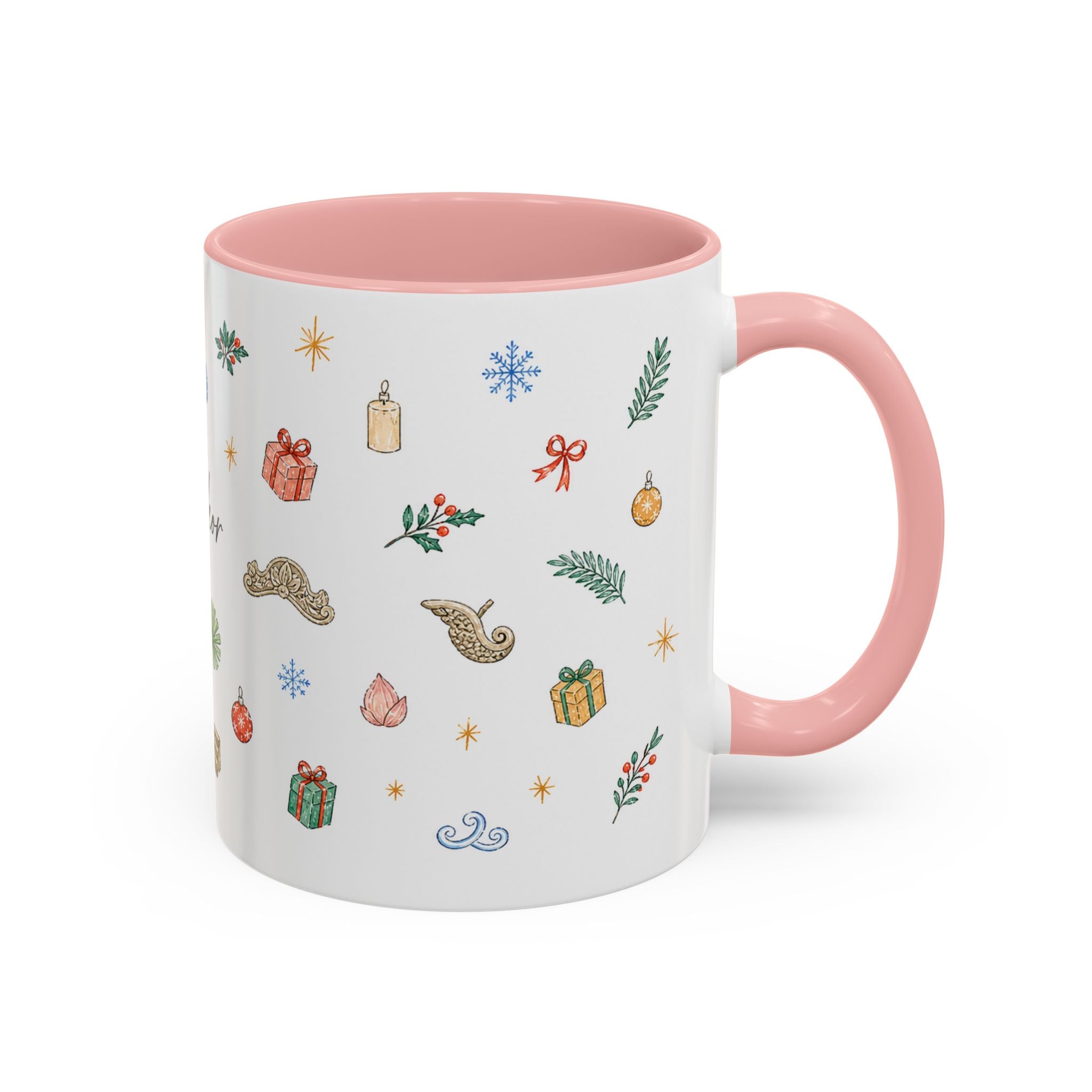 Angkor Christmas Mug | Watercolor Travel Souvenir | Holiday Gift | Accent Ceramic Coffee Cup 11oz 15oz