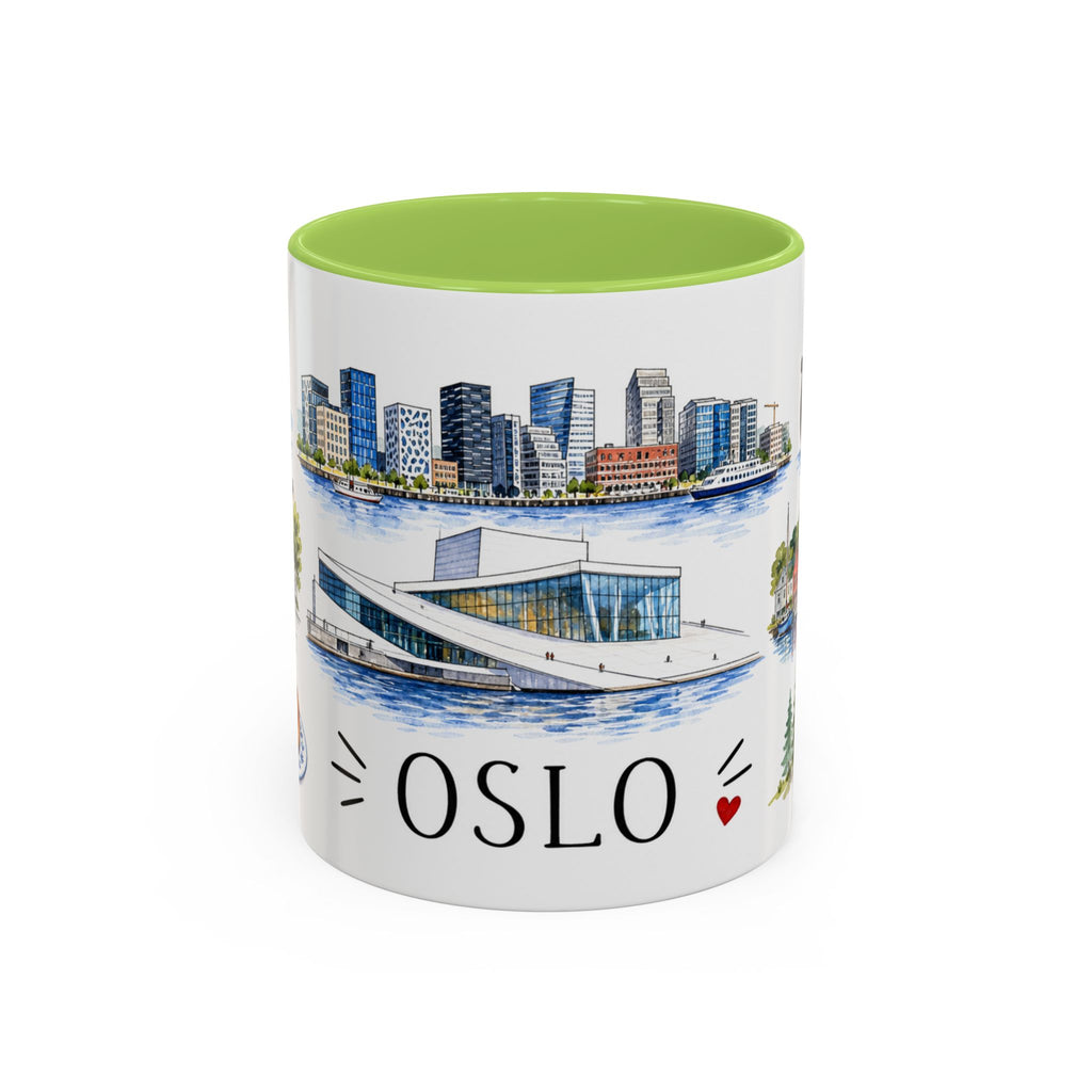 Oslo Illustrated Travel Mug | City Souvenir Accent Coffee Mug | 11oz 15oz Ceramic Cup