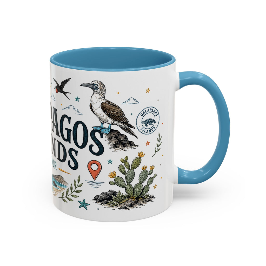 Galapagos Islands Coffee Mug | Travel Destination Souvenir Gift | Accent Color Ceramic 11oz 15oz