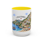 Positano Illustrated Travel Mug | Italy Souvenir Accent Coffee Mug | 11oz 15oz Ceramic Cup