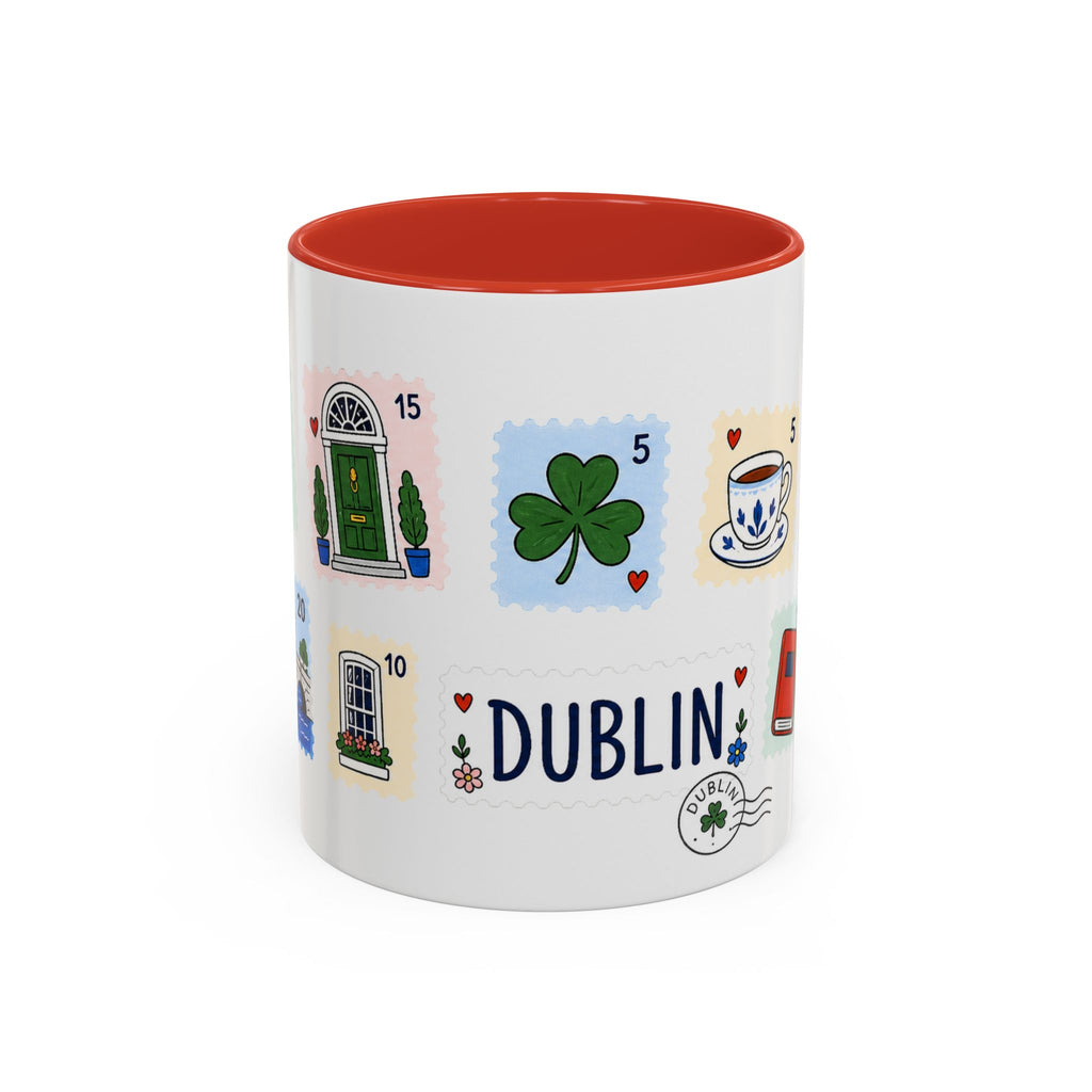 Dublin Coffee Mug | Postage Stamp Collage Mug | Travel Souvenir Accent Cup 11oz 15oz