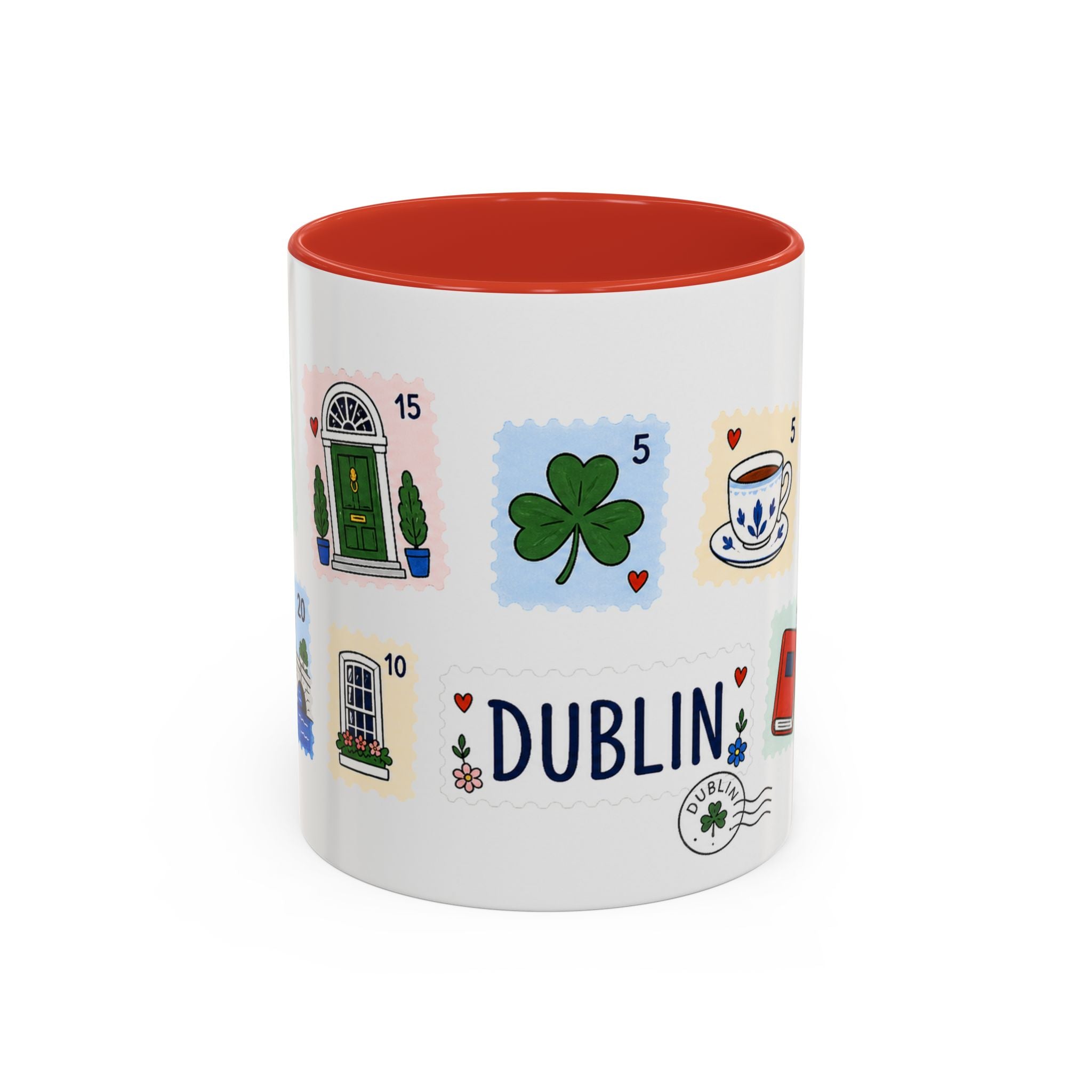 Dublin Coffee Mug | Postage Stamp Collage Mug | Travel Souvenir Accent Cup 11oz 15oz