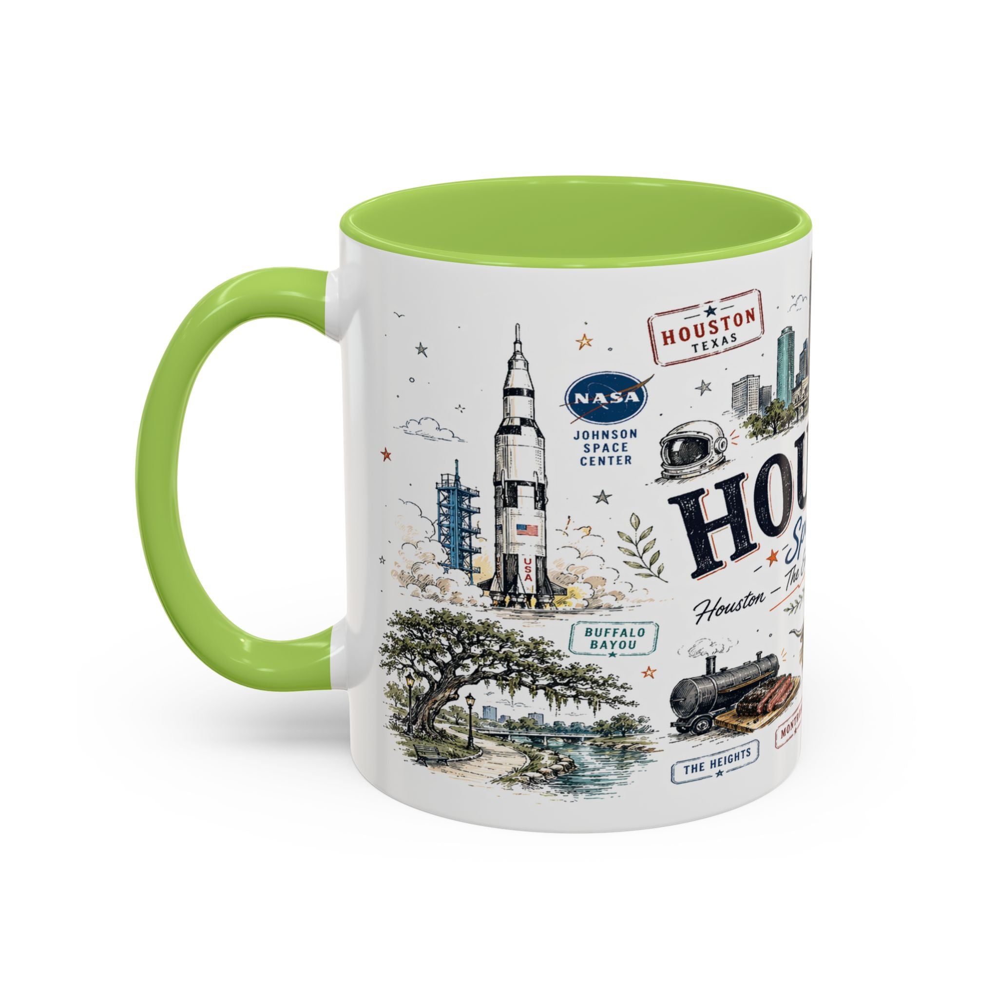 Houston Coffee Mug | Texas Souvenir City Gift | Accent Color Ceramic 11oz 15oz