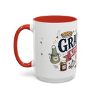 Grandma's Kitchen Hugs Coffee Mug | Gift From Grandkids | Accent Color Ceramic 11oz 15oz
