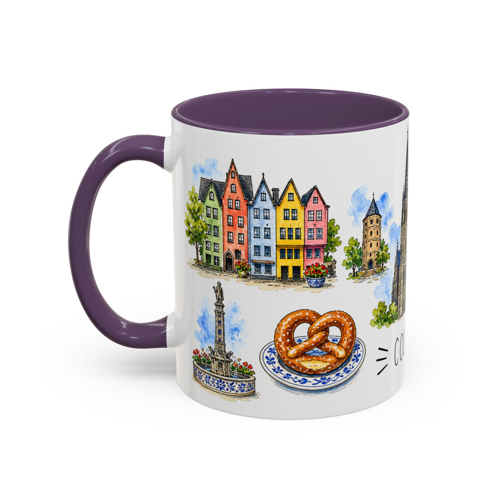 Cologne Illustrated Travel Mug | City Souvenir Accent Coffee Mug | 11oz 15oz Ceramic Cup