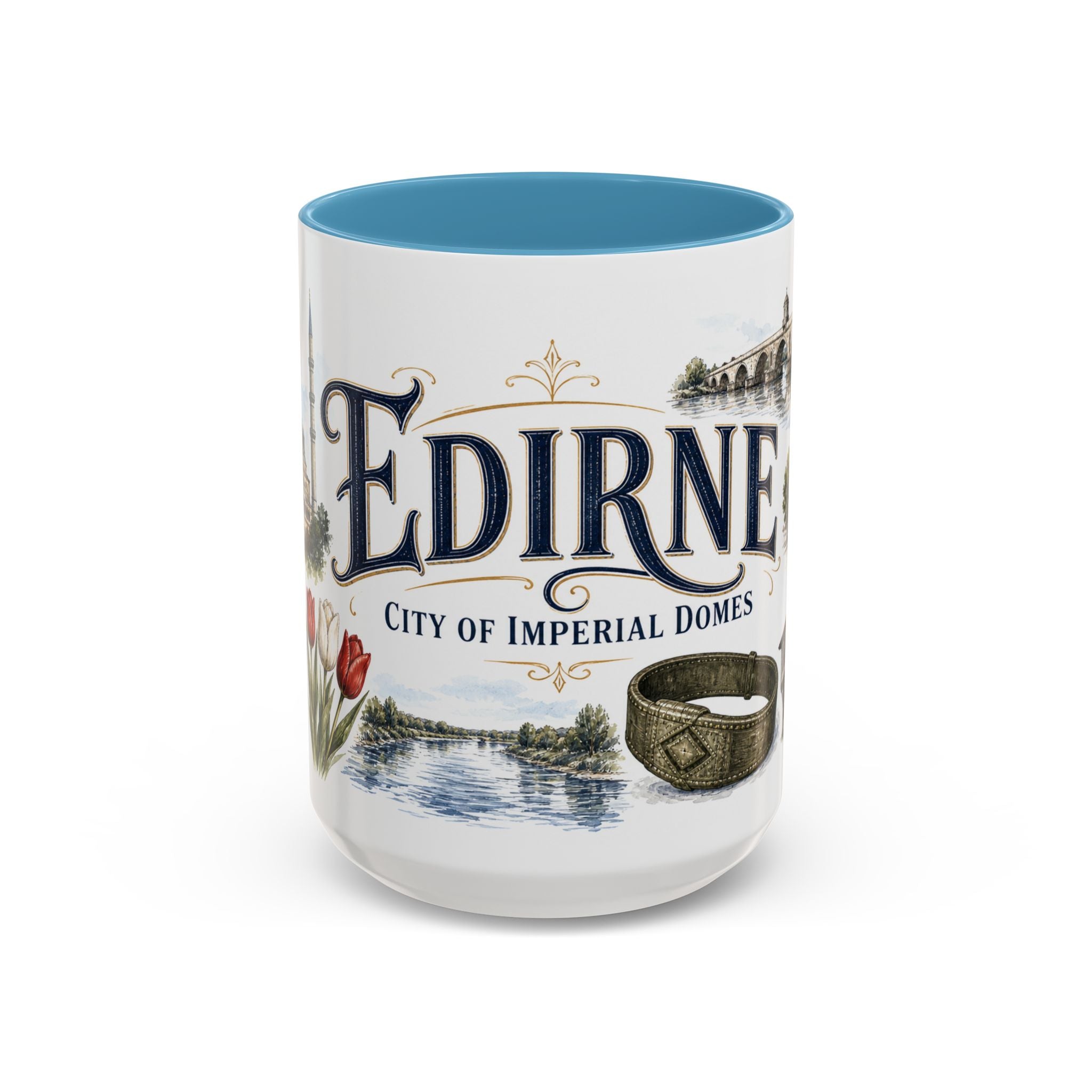 Edirne Coffee Mug | Turkey Travel Souvenir | Vintage Illustrated City Gift | 11 oz 15 oz Accent Mug