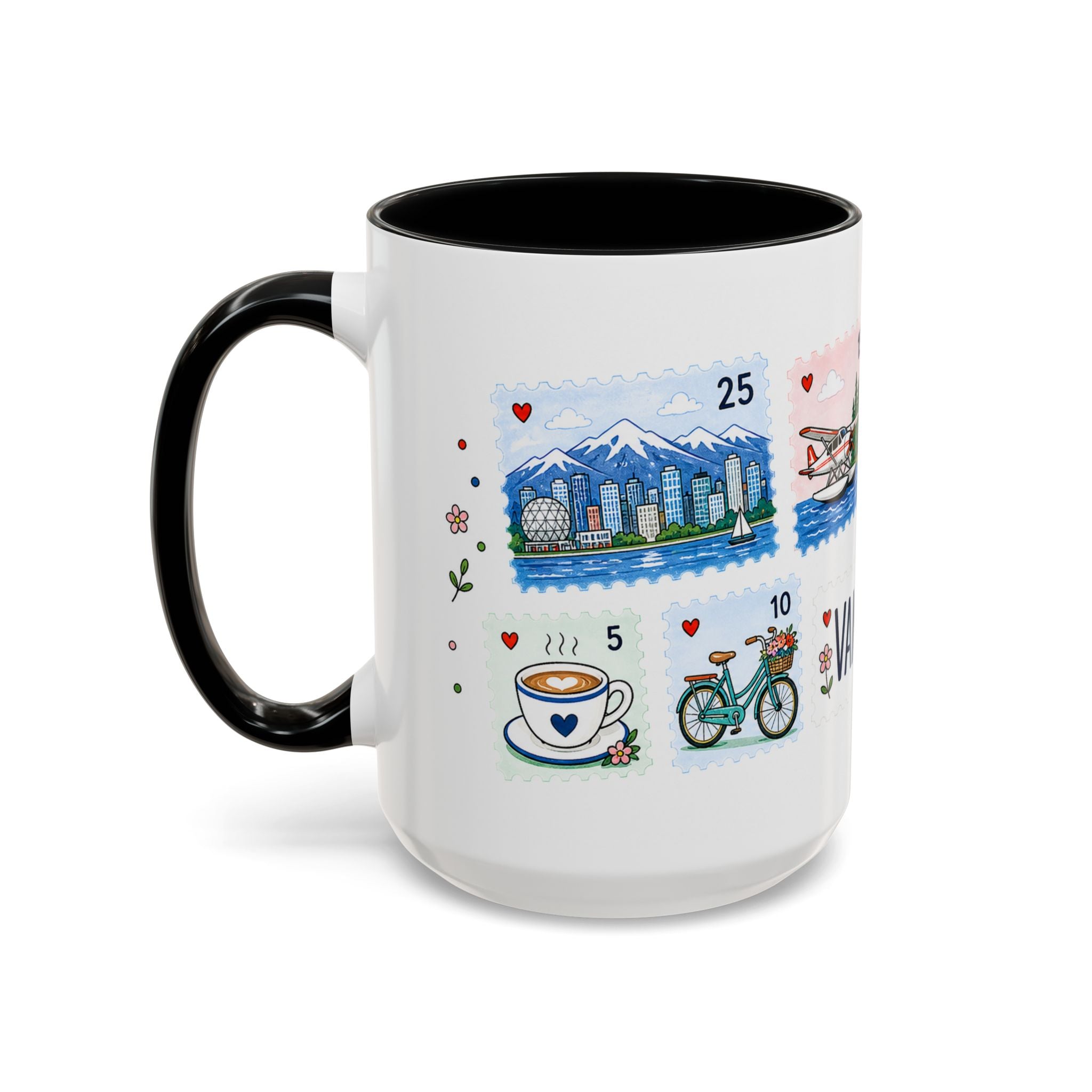 Vancouver Coffee Mug | Postage Stamp Collage Mug | Travel Souvenir Accent Cup 11oz 15oz