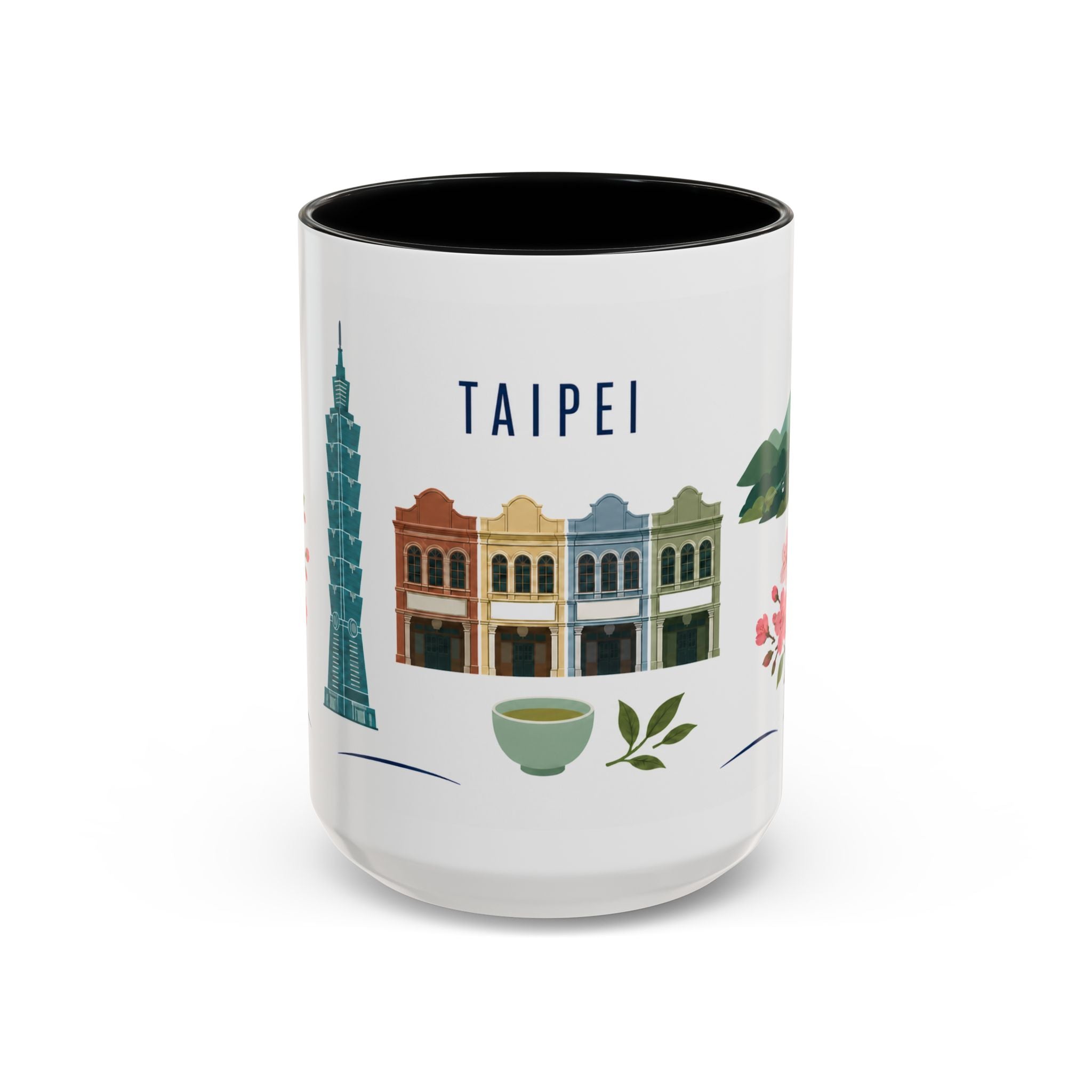 Taipei Coffee Mug | Taiwan Travel Souvenir | Porcelain Decal City Gift | 11oz 15oz Accent Mug