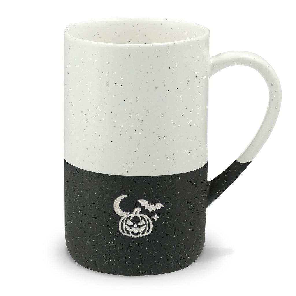 Halloween Engraved Mug, Halloween Pumpkin Bat, 13oz Speckled Ceramic Coffee Cup, Holiday Gift