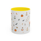 Friendly Ghost Halloween Mug | Pumpkin Flower Watercolor Gift | Accent Cup 11oz 15oz