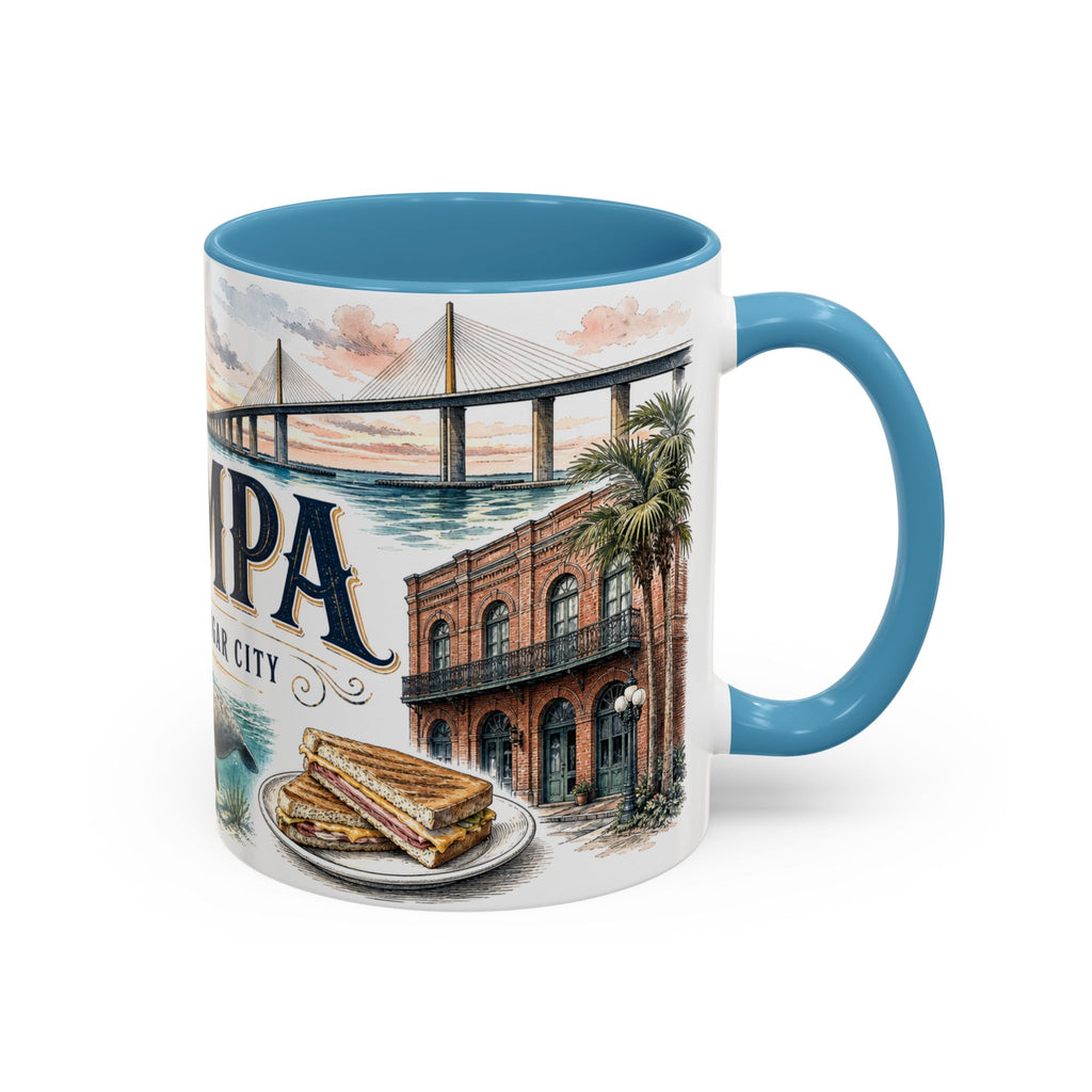 Tampa Coffee Mug | United States Travel Souvenir | Vintage Illustrated City Gift | 11 oz 15 oz Accent Mug