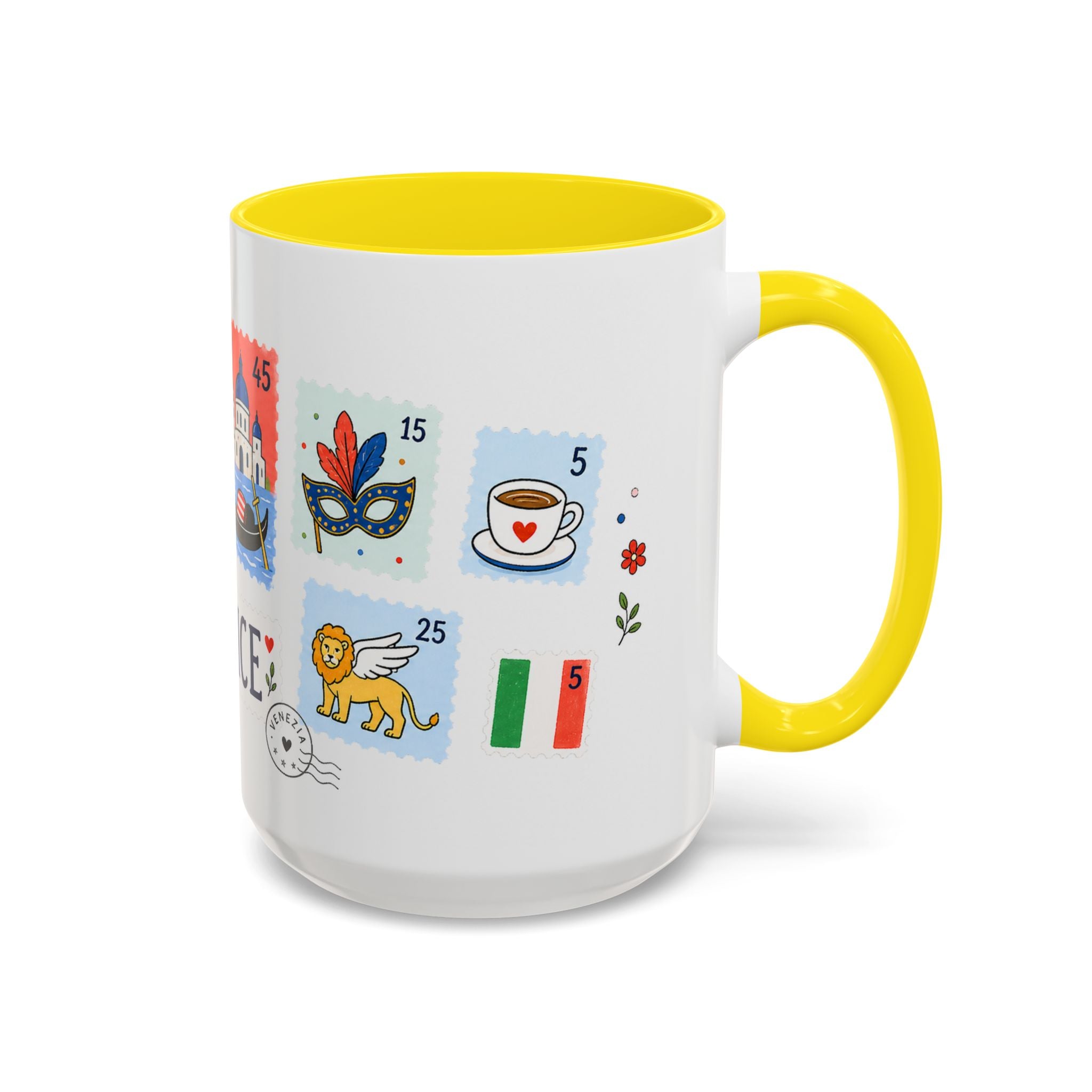 Venice Coffee Mug | Postage Stamp Collage Mug | Travel Souvenir Accent Cup 11oz 15oz