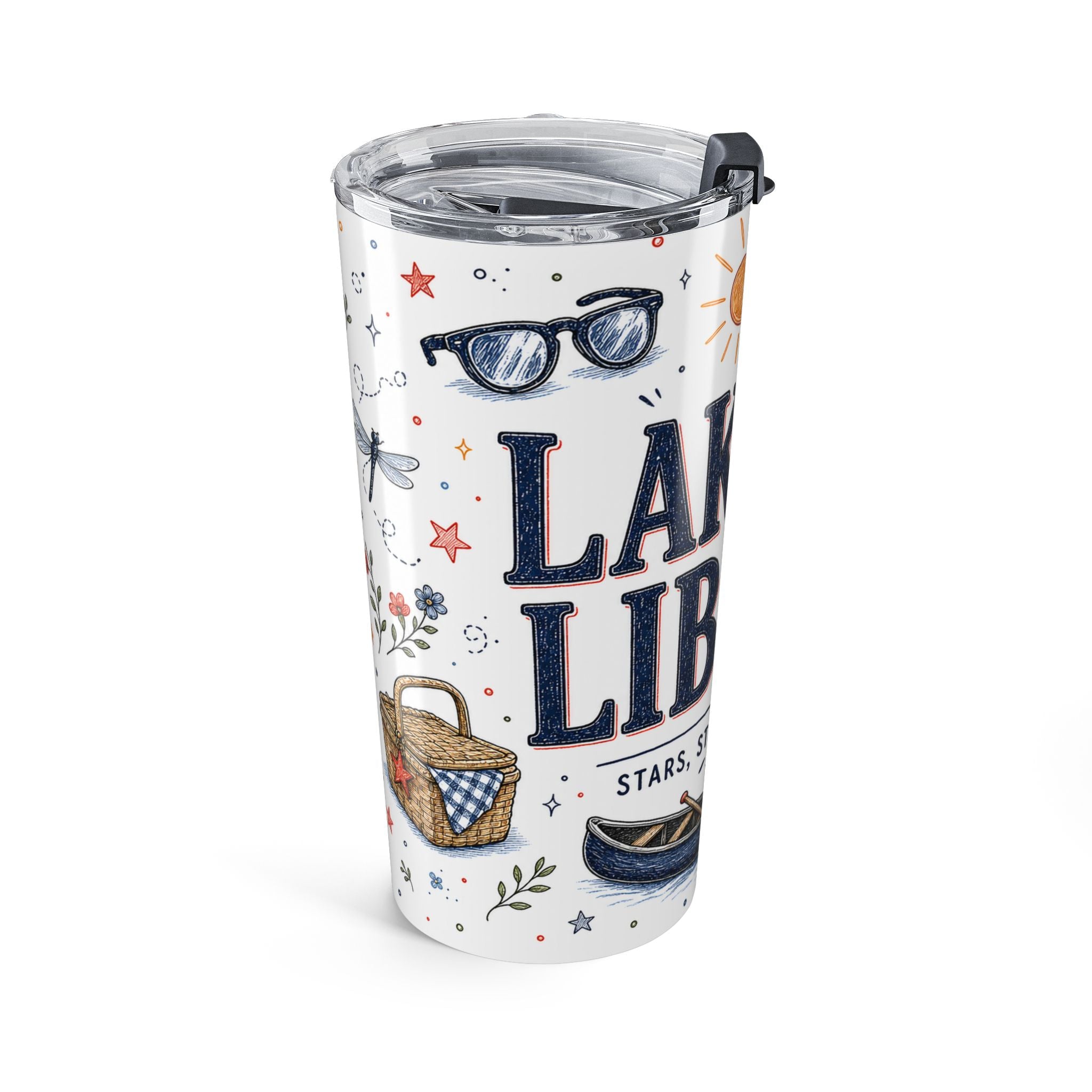Lake Day Liberty 20oz Tumbler | Patriotic Summer Lake Gift | Insulated Stainless Steel Travel Cup