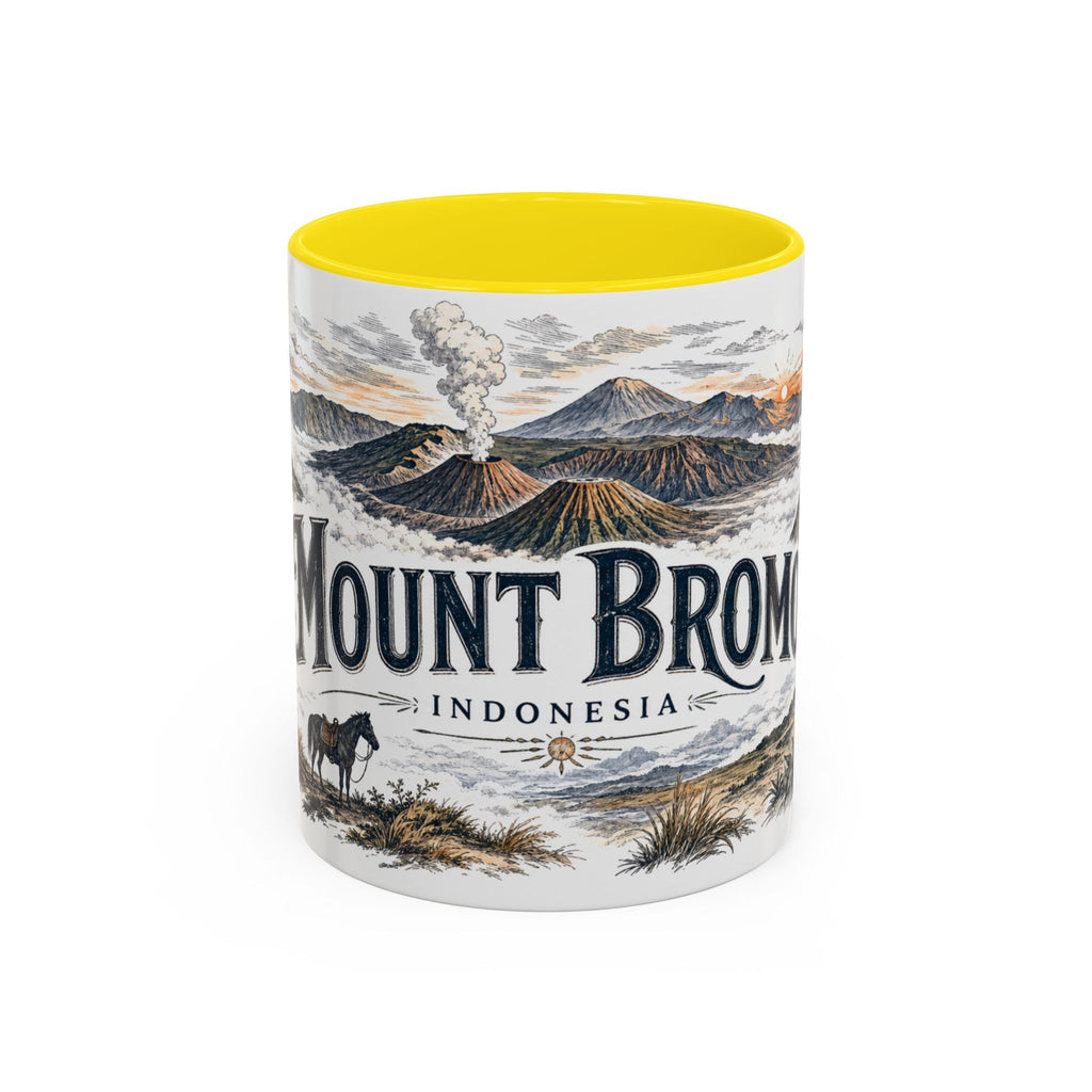 Mount Bromo Mug, Indonesia Travel Souvenir, Bucket List Gift, Accent Ceramic Coffee Mug 11oz 15oz