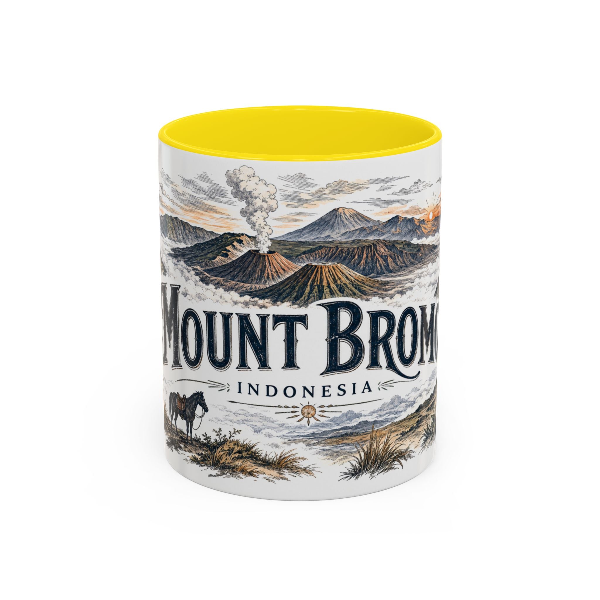 Mount Bromo Mug, Indonesia Travel Souvenir, Bucket List Gift, Accent Ceramic Coffee Mug 11oz 15oz