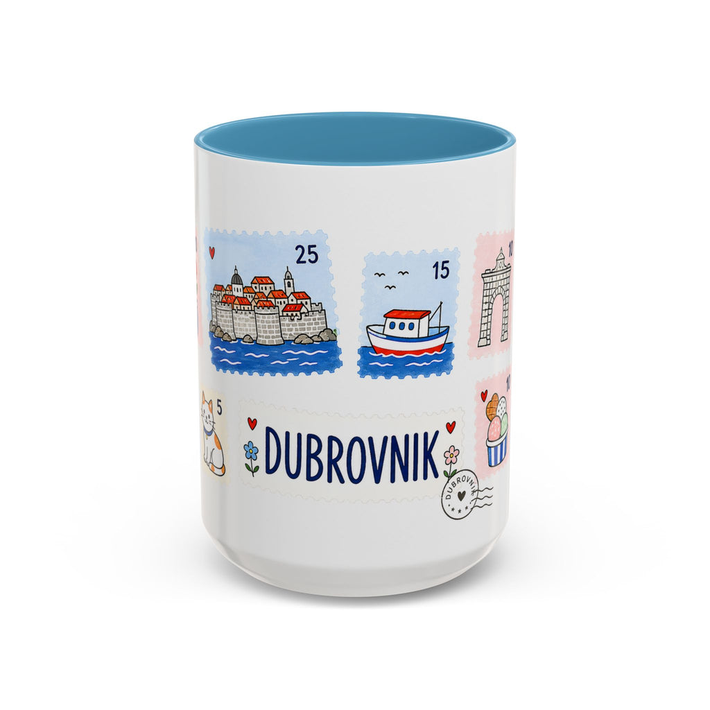 Dubrovnik Coffee Mug | Postage Stamp Collage Mug | Travel Souvenir Accent Cup 11oz 15oz