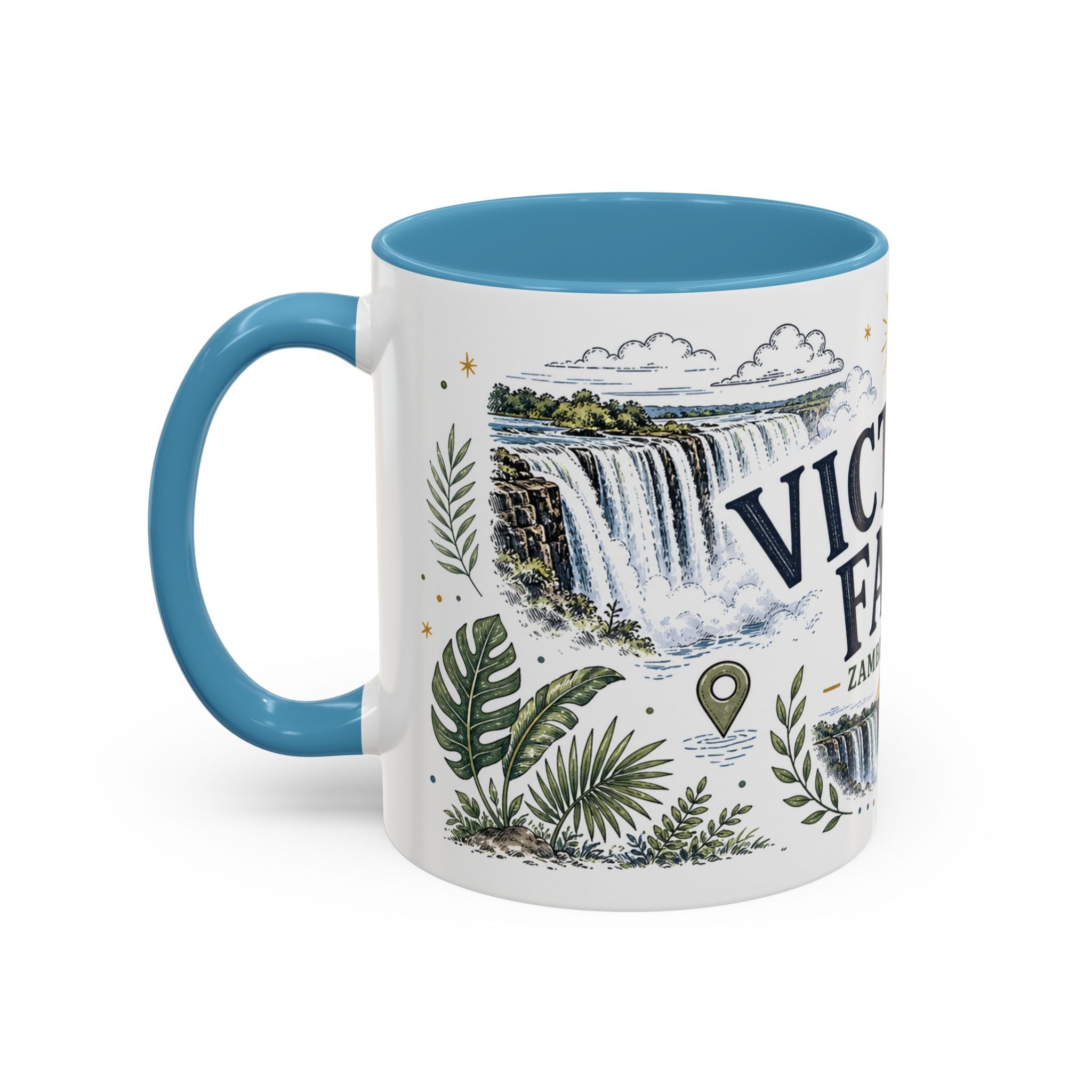 Victoria Falls Coffee Mug | Travel Destination Souvenir Gift | Accent Color Ceramic 11oz 15oz