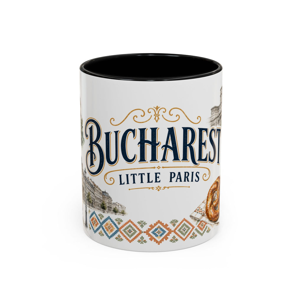 Bucharest Coffee Mug | Romania Travel Souvenir | Vintage Illustrated City Gift | 11 oz 15 oz Accent Mug