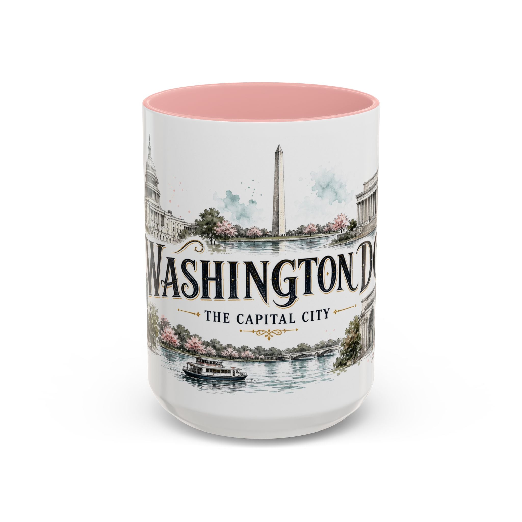 Washington DC Coffee Mug | United States Travel Souvenir | Vintage Illustrated City Gift | 11 oz 15 oz Accent Mug