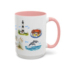 Virginia Beach Illustrated Travel Mug | City Souvenir Accent Coffee Mug | 11oz 15oz Ceramic Cup