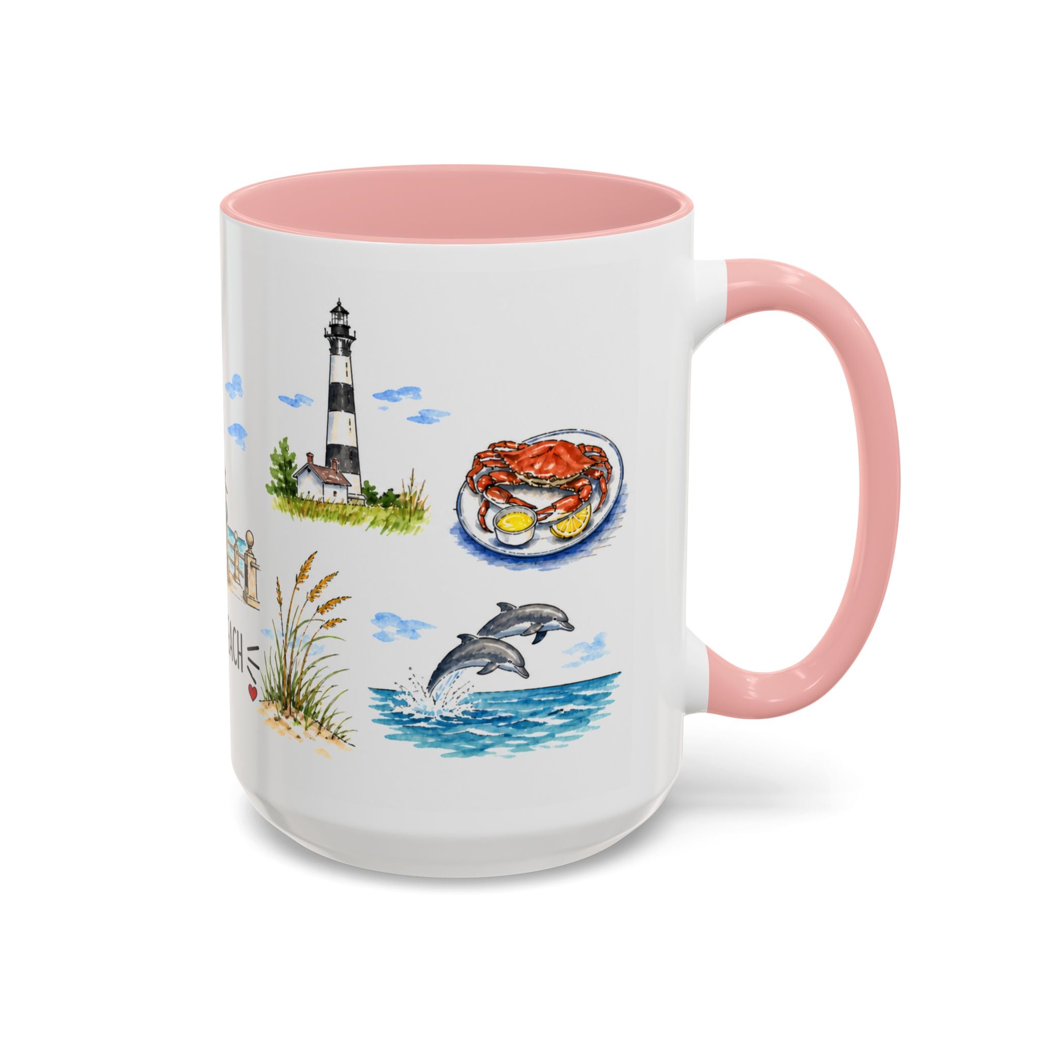 Virginia Beach Illustrated Travel Mug | City Souvenir Accent Coffee Mug | 11oz 15oz Ceramic Cup
