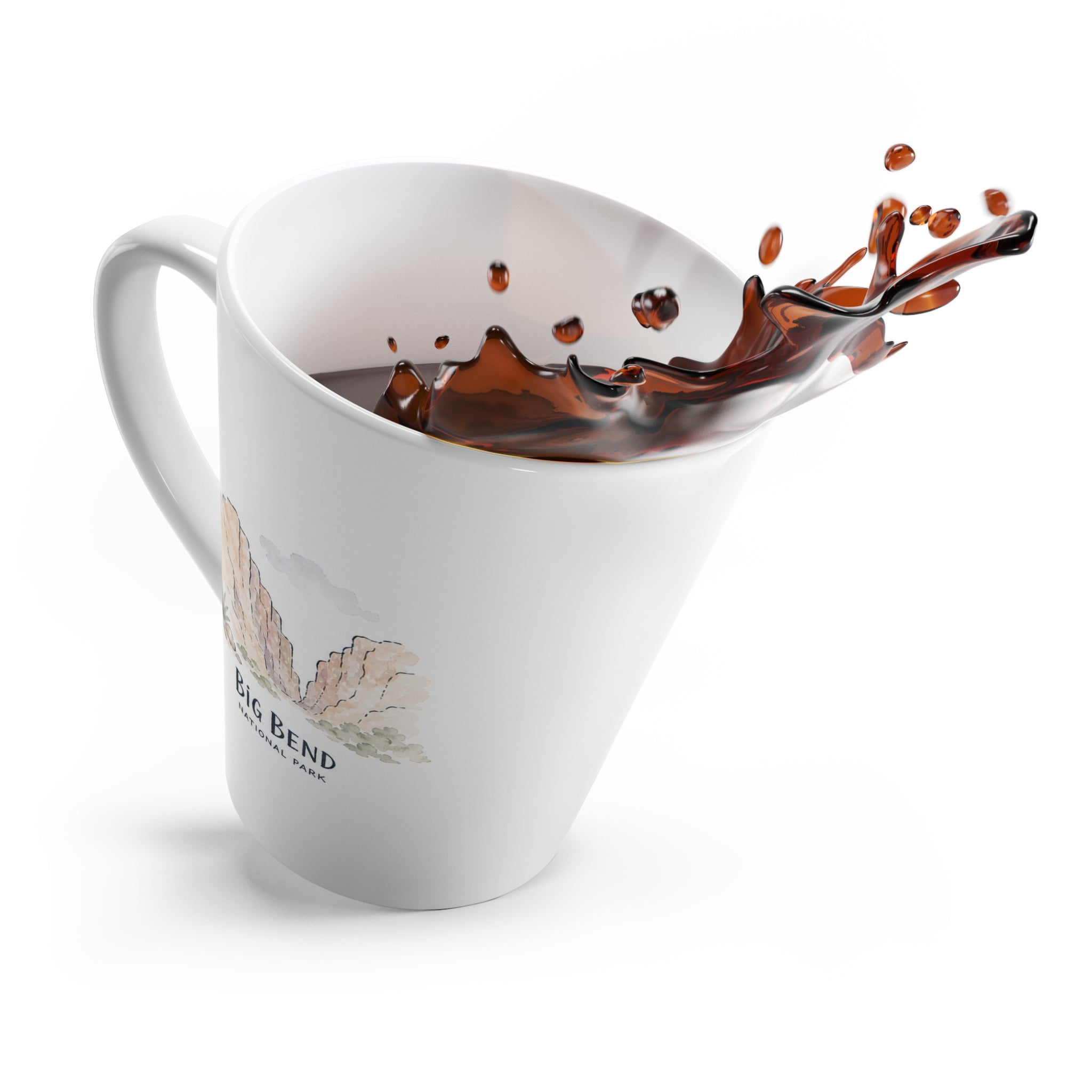Big Bend National Park Latte Mug | Pastel Watercolor Nature Coffee Cup | 12 oz Travel Souvenir Gift