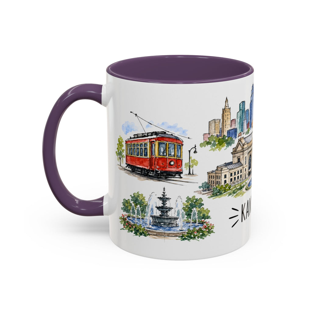 Kansas City Illustrated Travel Mug | City Souvenir Accent Coffee Mug | 11oz 15oz Ceramic Cup
