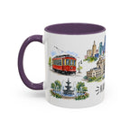 Kansas City Illustrated Travel Mug | City Souvenir Accent Coffee Mug | 11oz 15oz Ceramic Cup