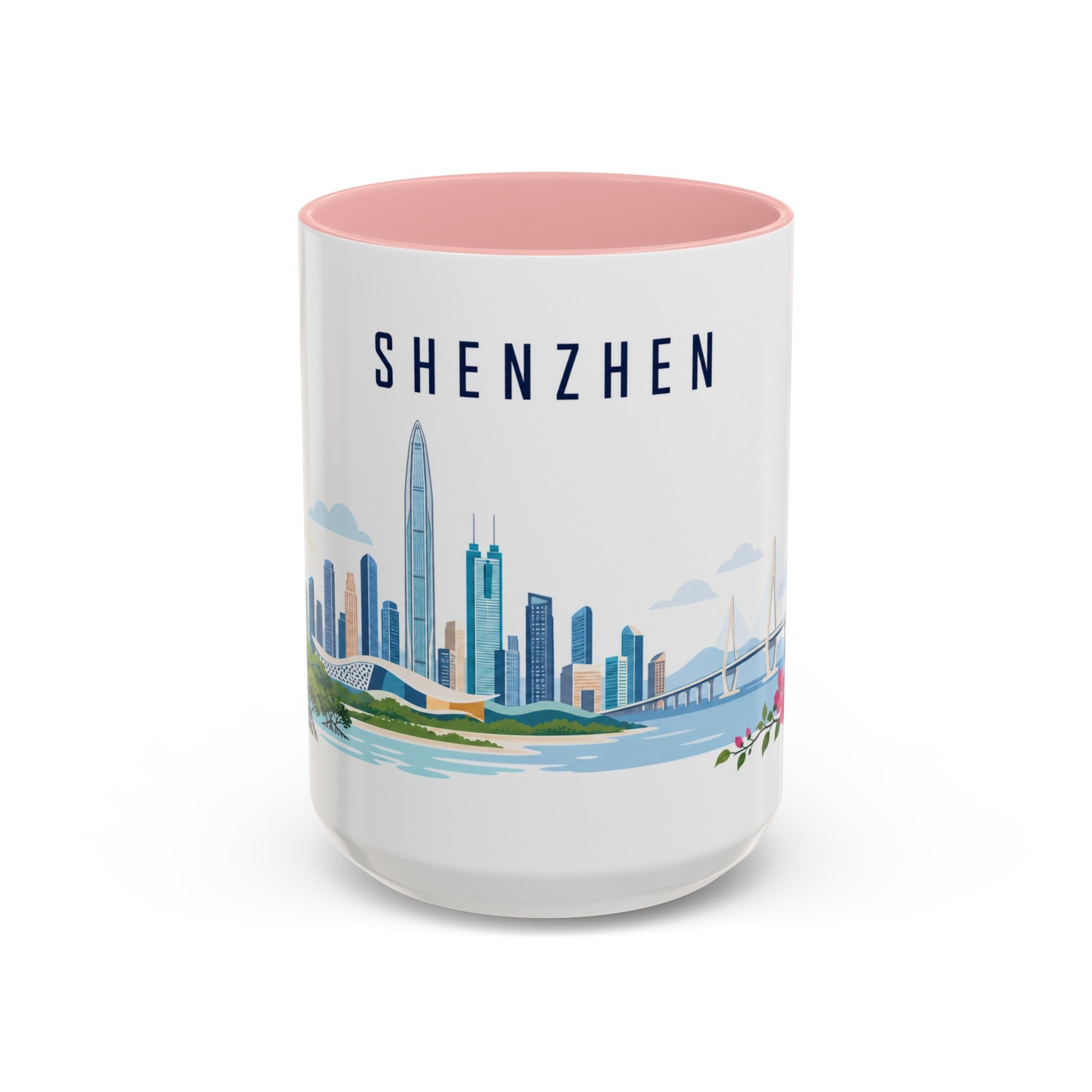 Shenzhen Coffee Mug | China Travel Souvenir | Porcelain Decal City Gift | 11oz 15oz Accent Mug