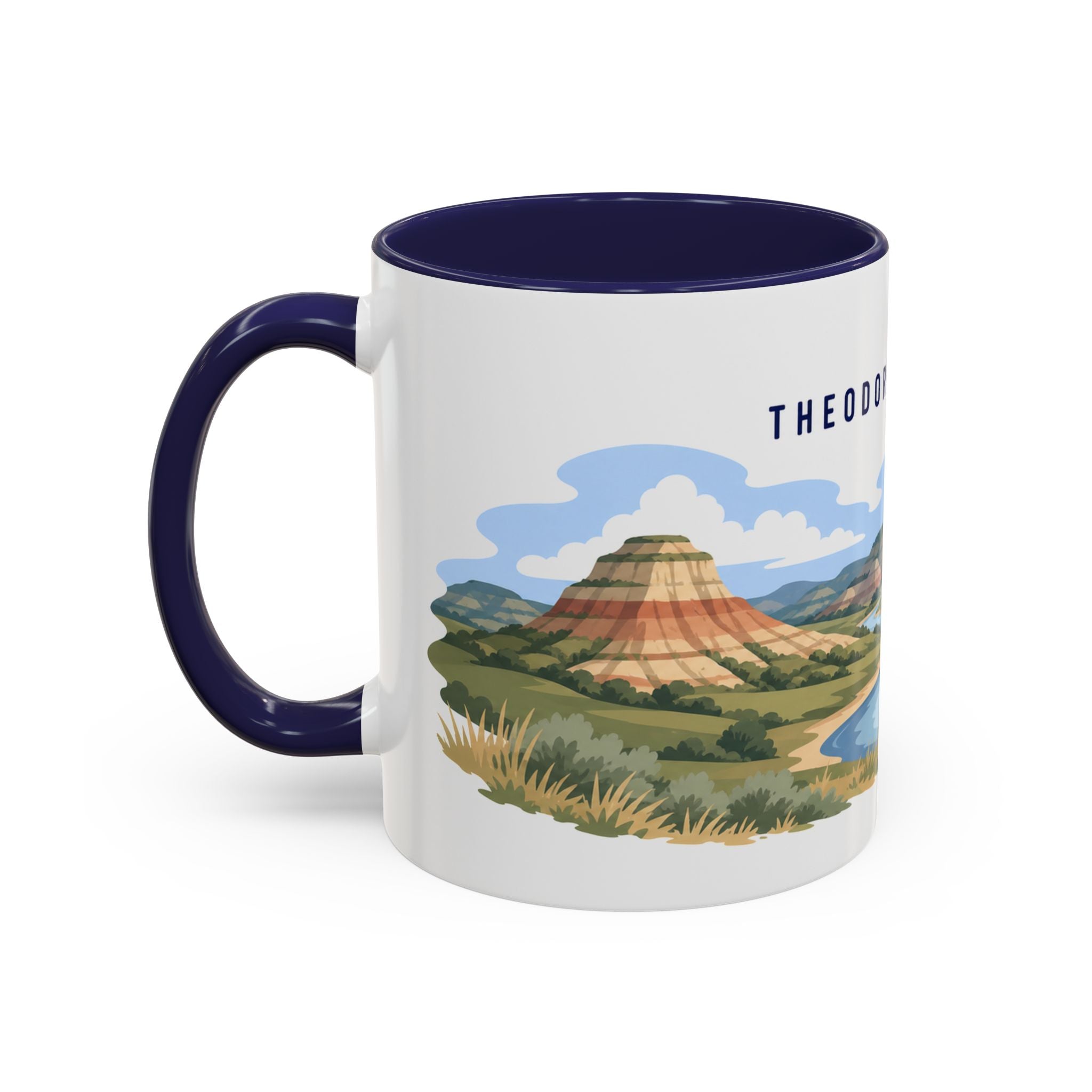 Theodore Roosevelt National Park Coffee Mug | Solid Color Block Park Souvenir | 11oz 15oz Accent Mug