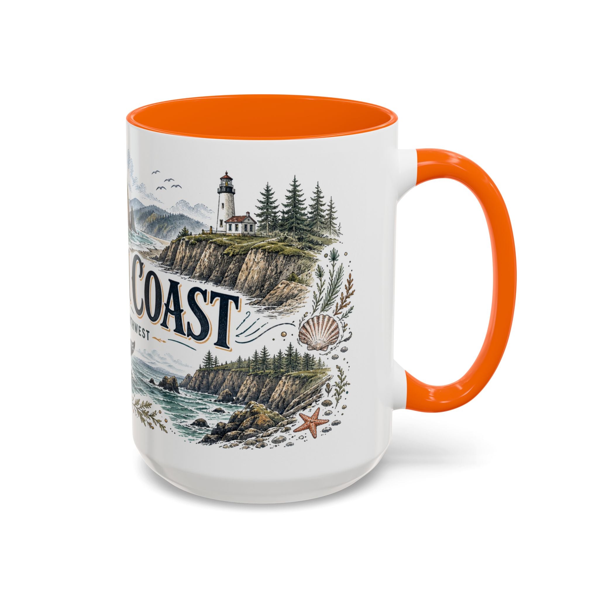 Oregon Coast Mug, Pacific Northwest Travel Souvenir, Bucket List Gift, Accent Ceramic Coffee Mug 11oz 15oz