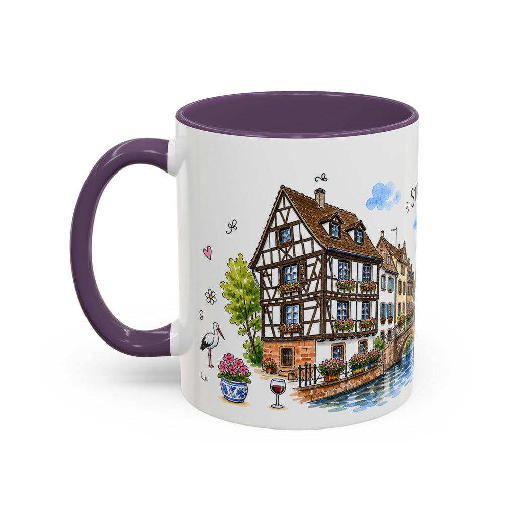 Strasbourg Illustrated Travel Mug | France Souvenir Accent Coffee Mug | 11oz 15oz Ceramic Cup