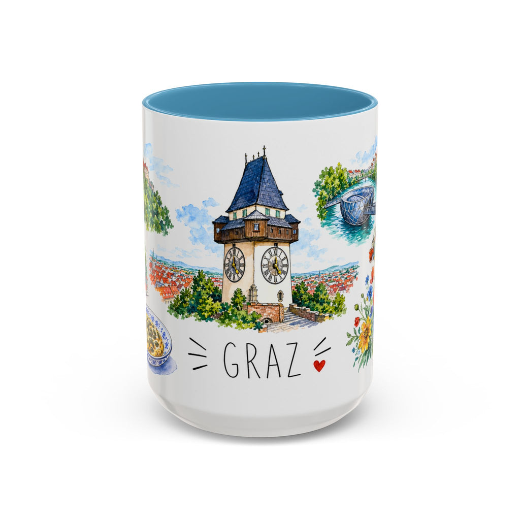 Graz Illustrated Travel Mug | City Souvenir Accent Coffee Mug | 11oz 15oz Ceramic Cup