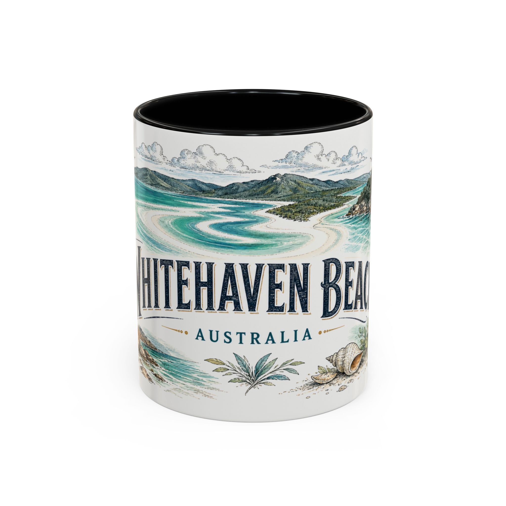 Whitehaven Beach Mug, Australia Travel Souvenir, Bucket List Gift, Accent Ceramic Coffee Mug 11oz 15oz