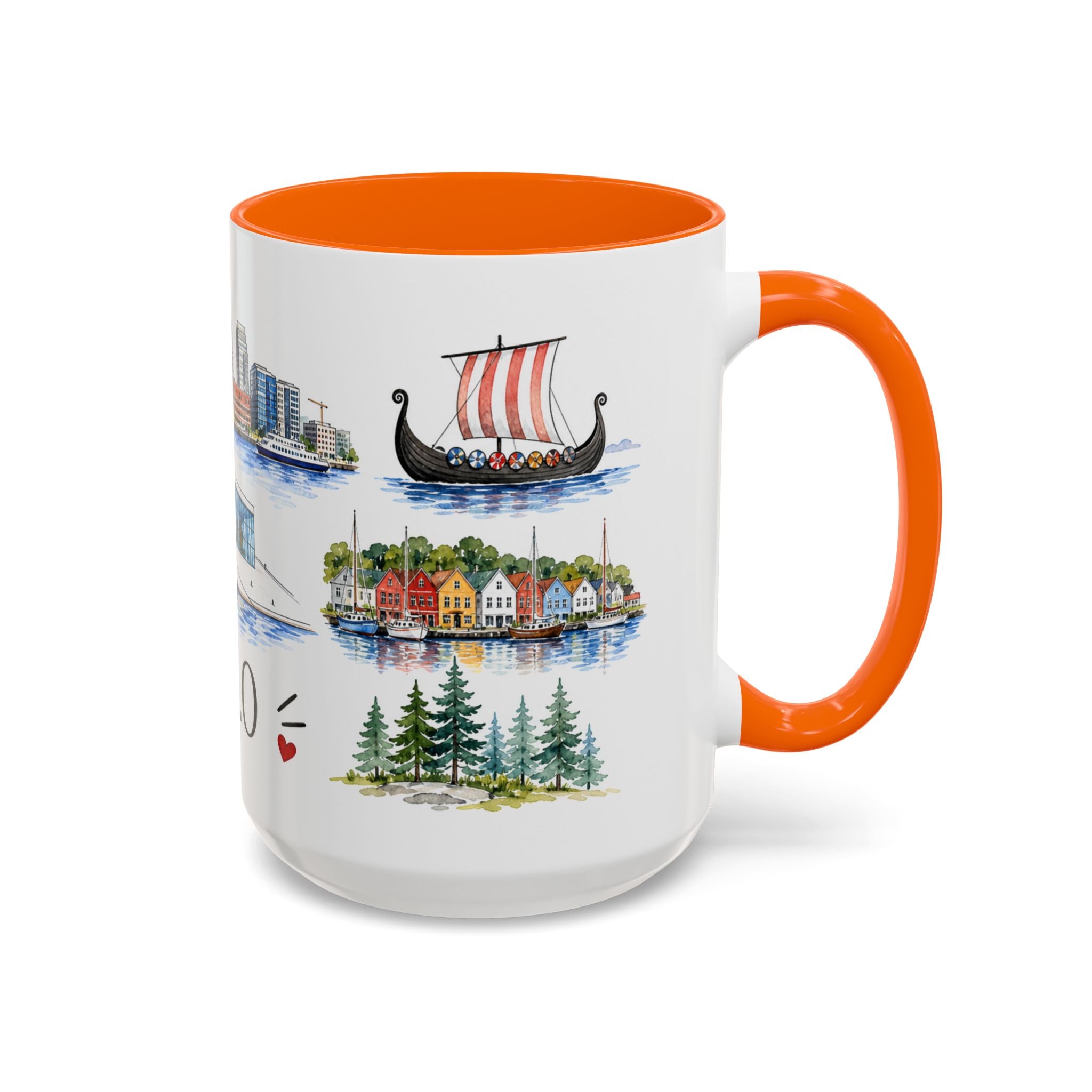 Oslo Illustrated Travel Mug | City Souvenir Accent Coffee Mug | 11oz 15oz Ceramic Cup