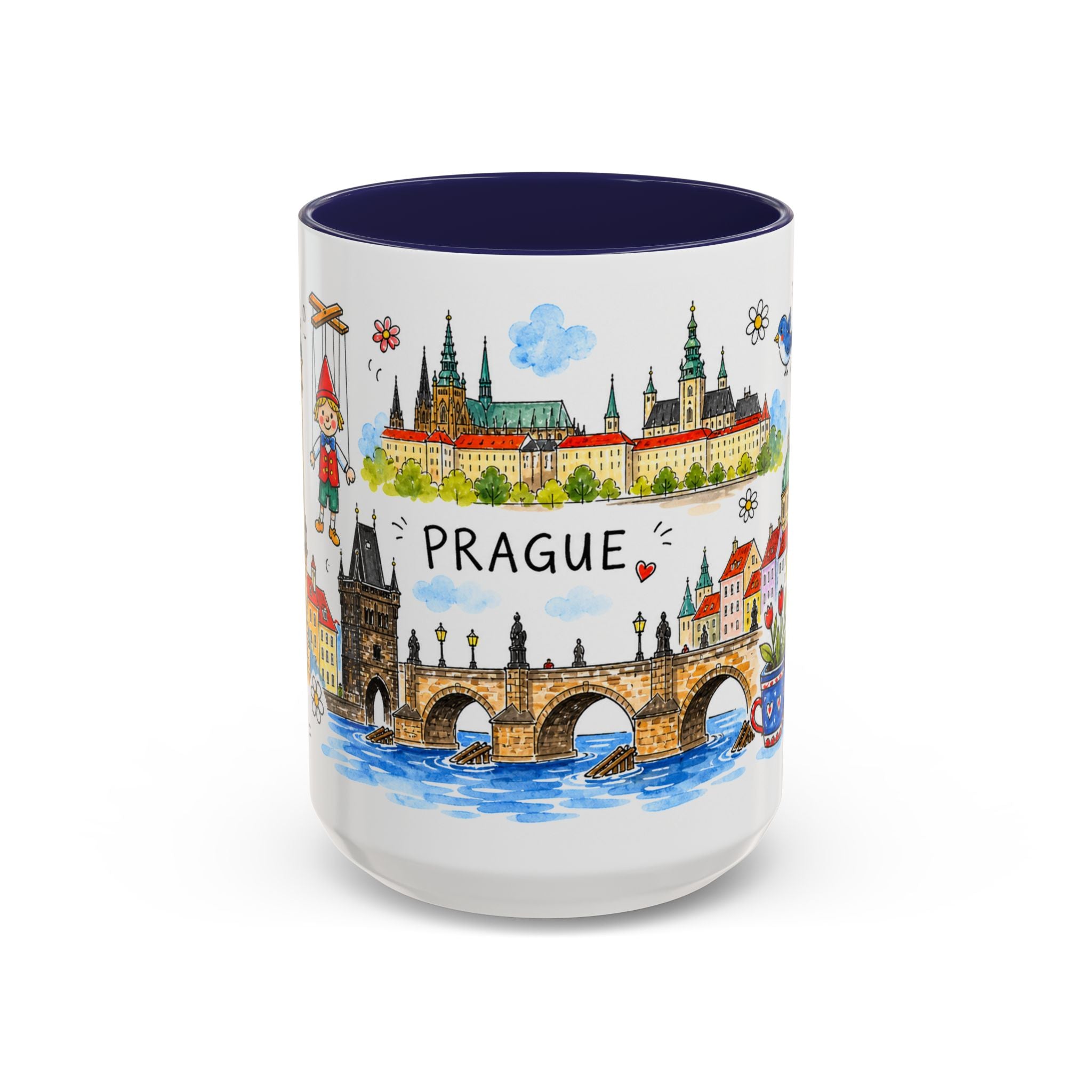 Prague Travel Mug | European City Souvenir Accent Coffee Mug | 11oz 15oz Ceramic Cup